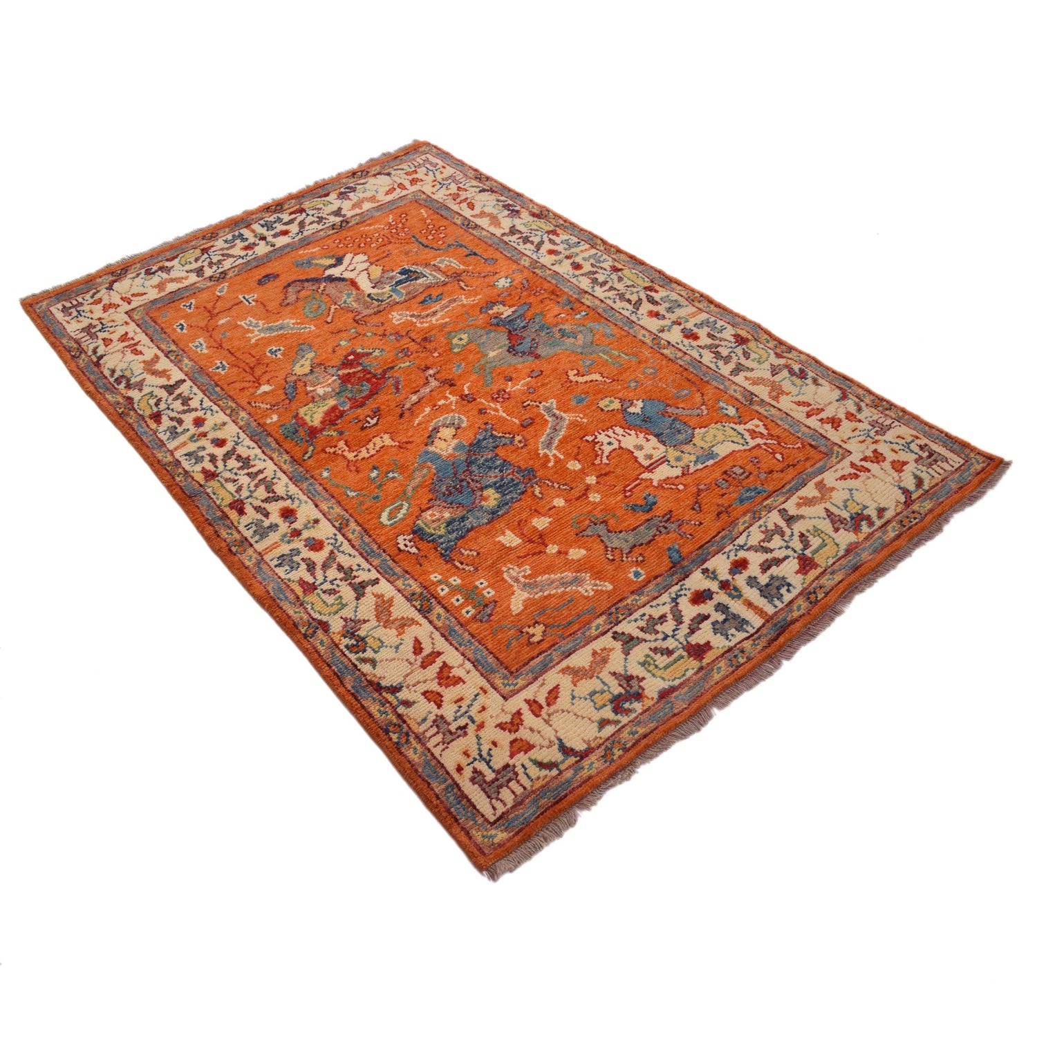 Handmade Picture Area Rug 4' 0" x 5' 11" ft / 123 x 181 cm - No. Y33031