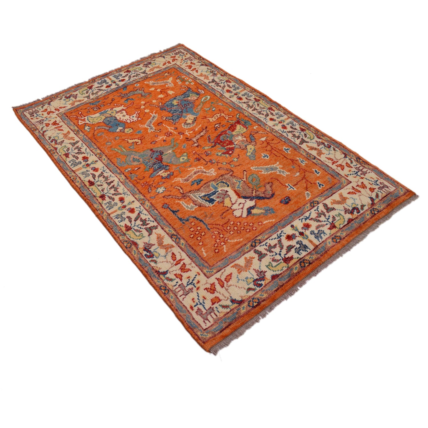 Handmade Picture Area Rug 4' 0" x 5' 11" ft / 123 x 181 cm - No. Y33031