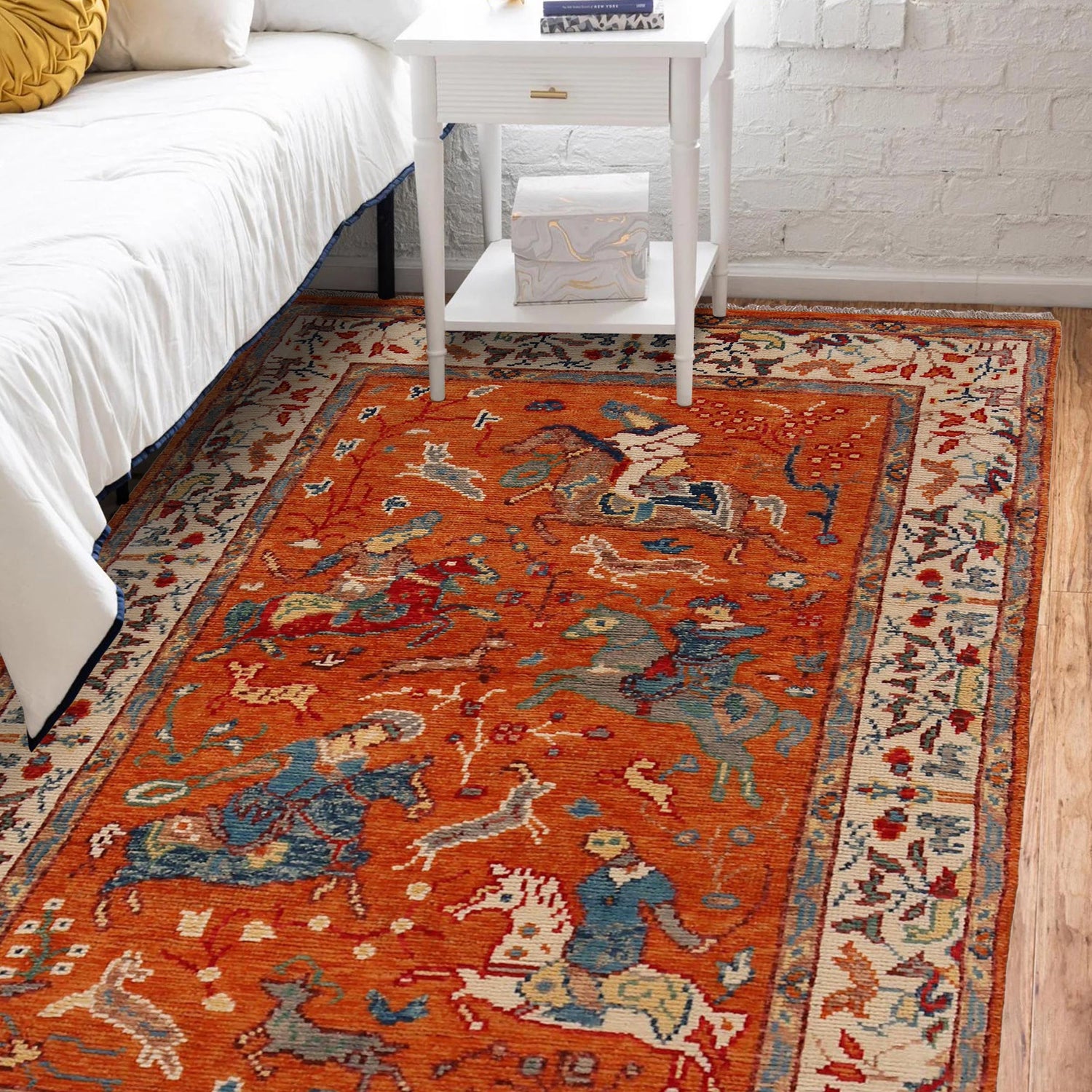 Handmade Picture Area Rug 4' 0" x 5' 11" ft / 123 x 181 cm - No. Y33031