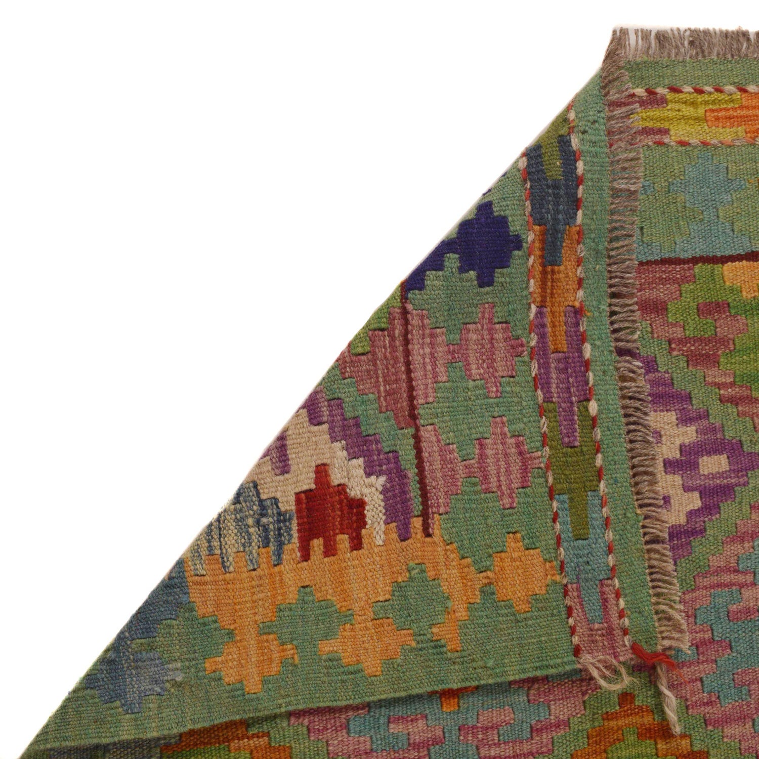 Hand Knotted Afghan Style Kilim Runner 2' 9"x 6' 6" ft / 84 x 198 cm - No. Y33099