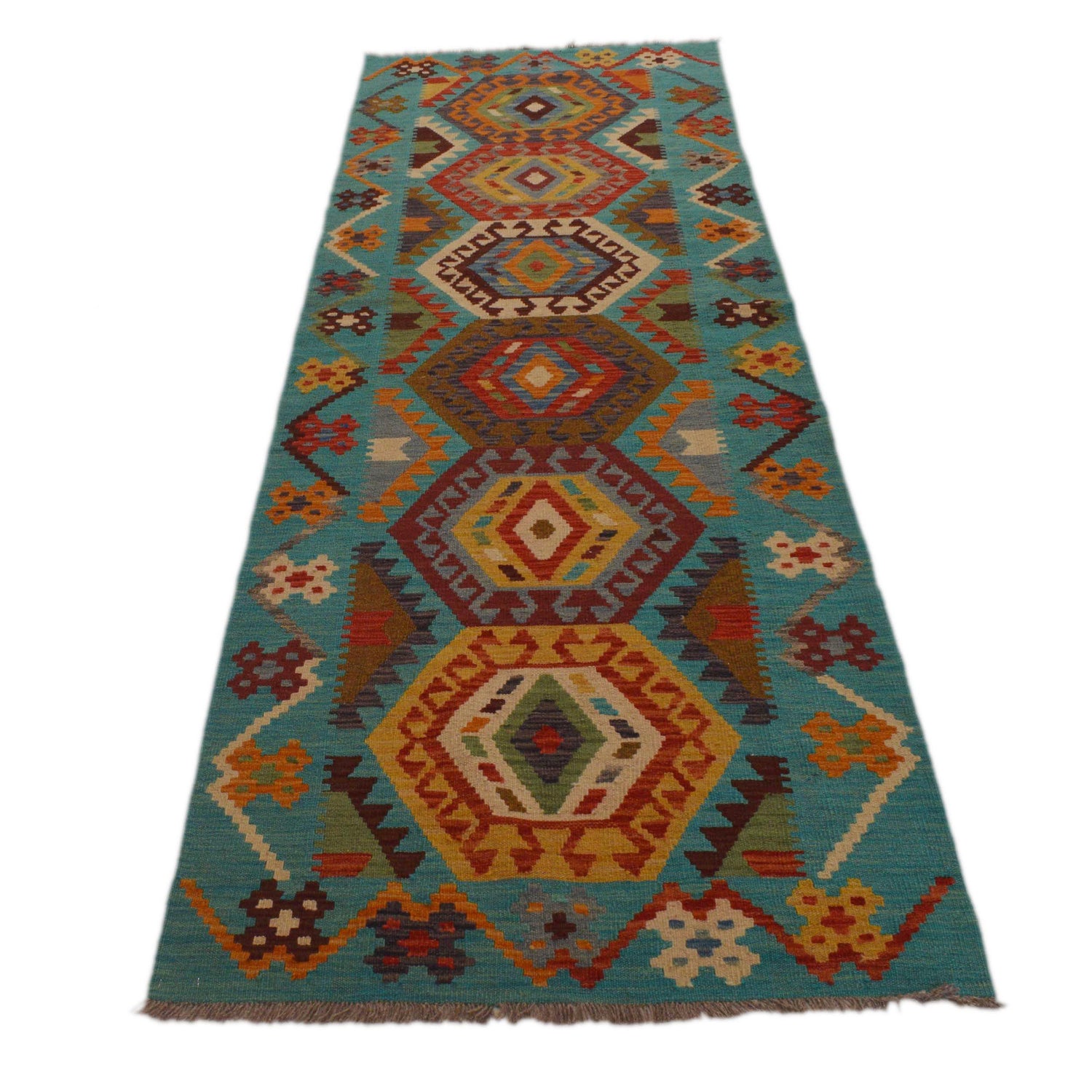 Handmade Turkish Design Wool Kilim Runner 2' 10" x 9' 9" ft / 87 x 298 cm - No. Y35093