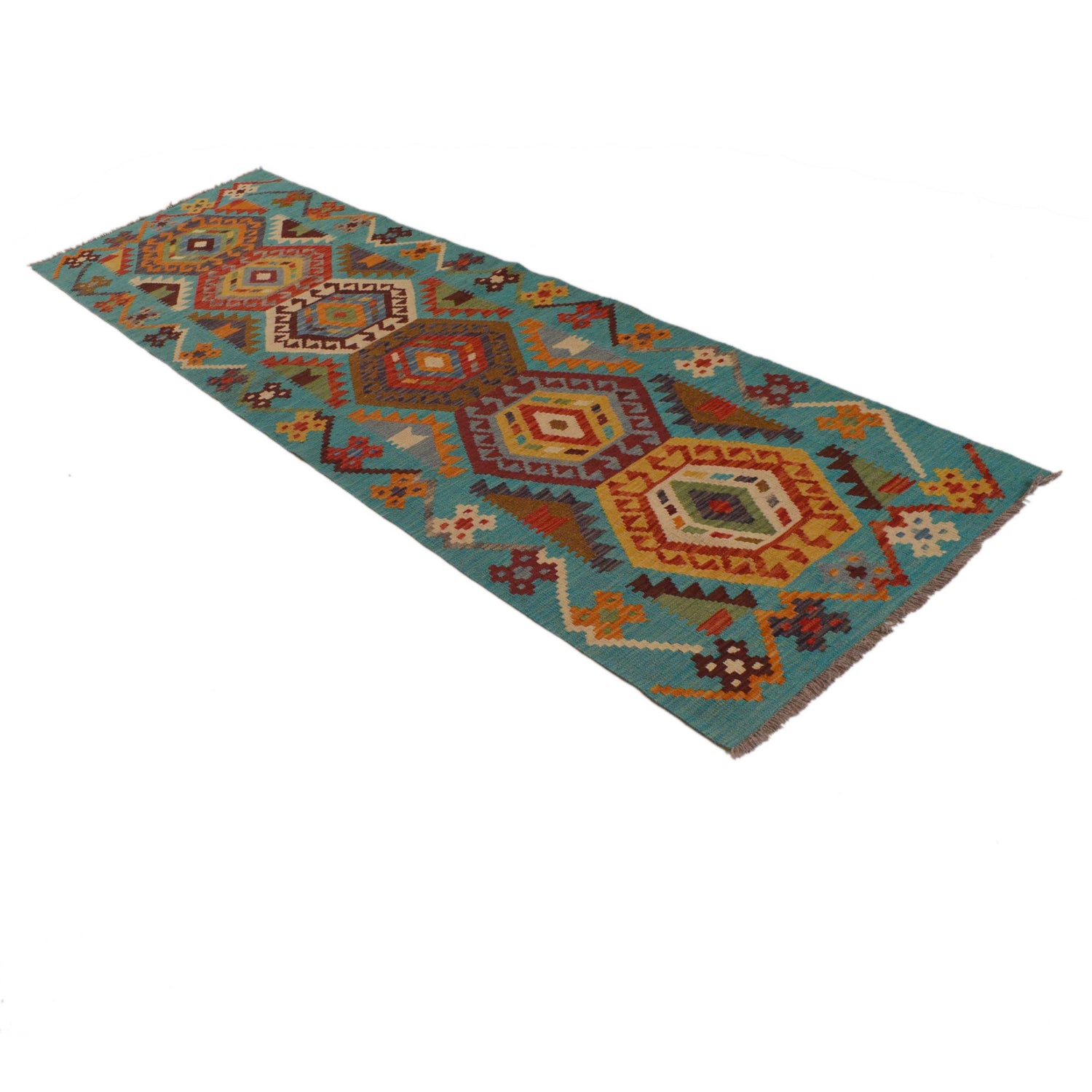 Handmade Turkish Design Wool Kilim Runner 2' 10" x 9' 9" ft / 87 x 298 cm - No. Y35093