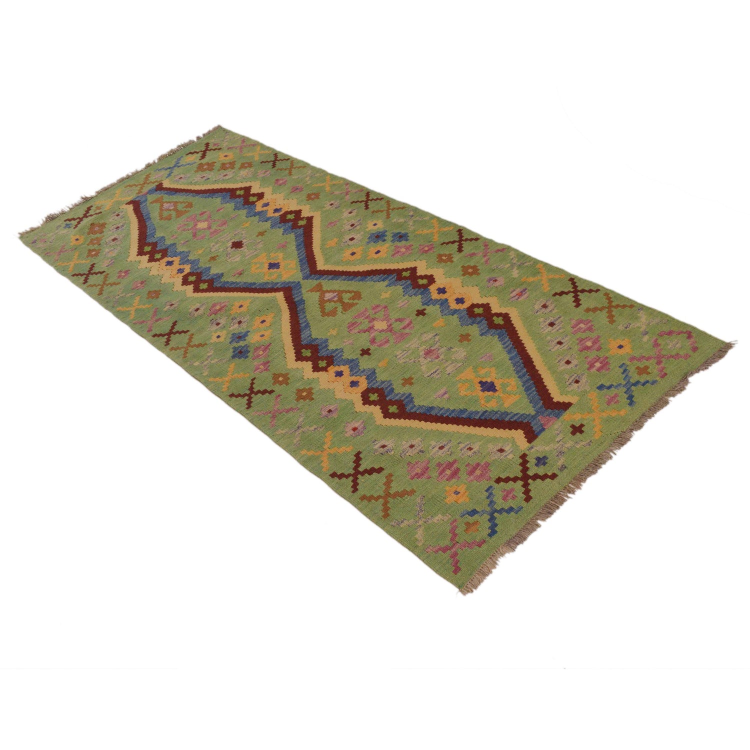 Hand Woven Wool Kelim Runner 2' 9"x 6' 3" ft / 85 x 190 cm - No. Y35096