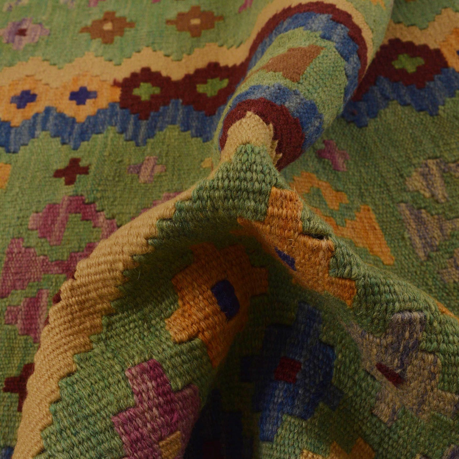 Hand Woven Wool Kelim Runner 2' 9"x 6' 3" ft / 85 x 190 cm - No. Y35096