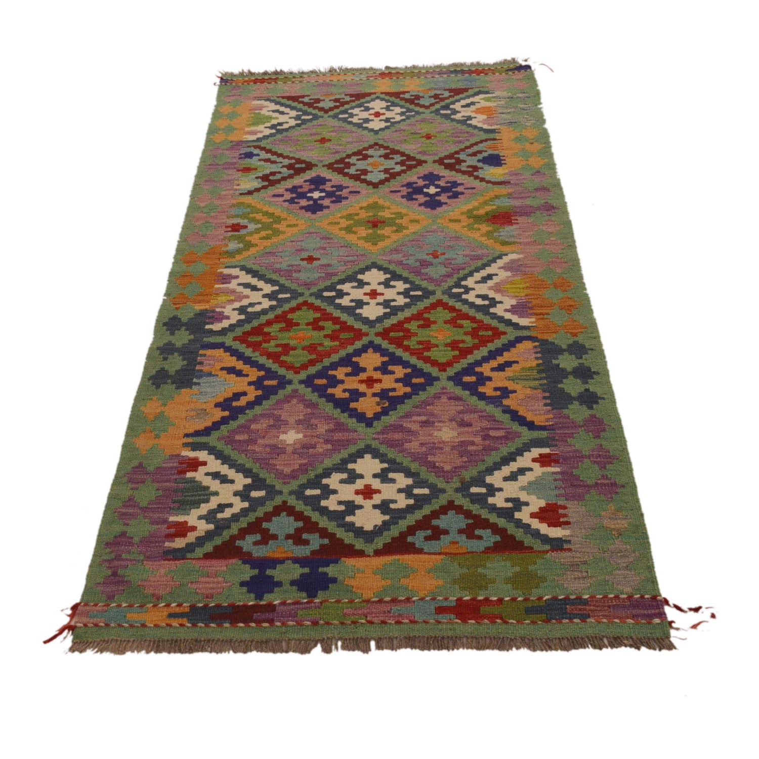 Handmade Turkish Design Wool Kilim Runner 2' 9"x 6' 7" ft / 84 x 201 cm - No. Y35097