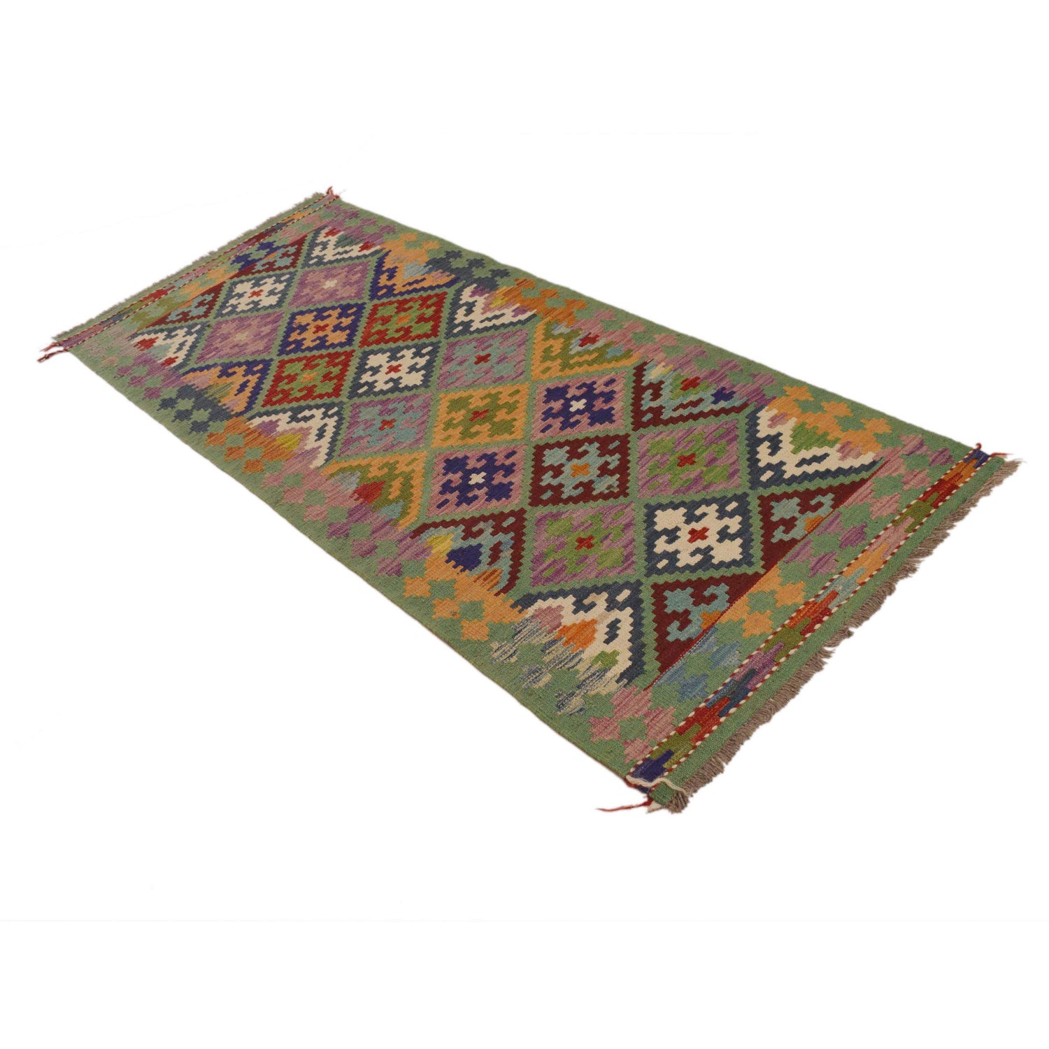 Handmade Turkish Design Wool Kilim Runner 2' 9"x 6' 7" ft / 84 x 201 cm - No. Y35097