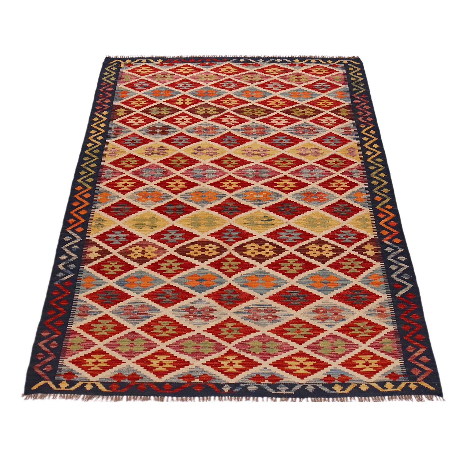 Hand Made Afghan Kilim 5' 1" x 8' 2" ft / 154 x 248 cm - No. Y35644