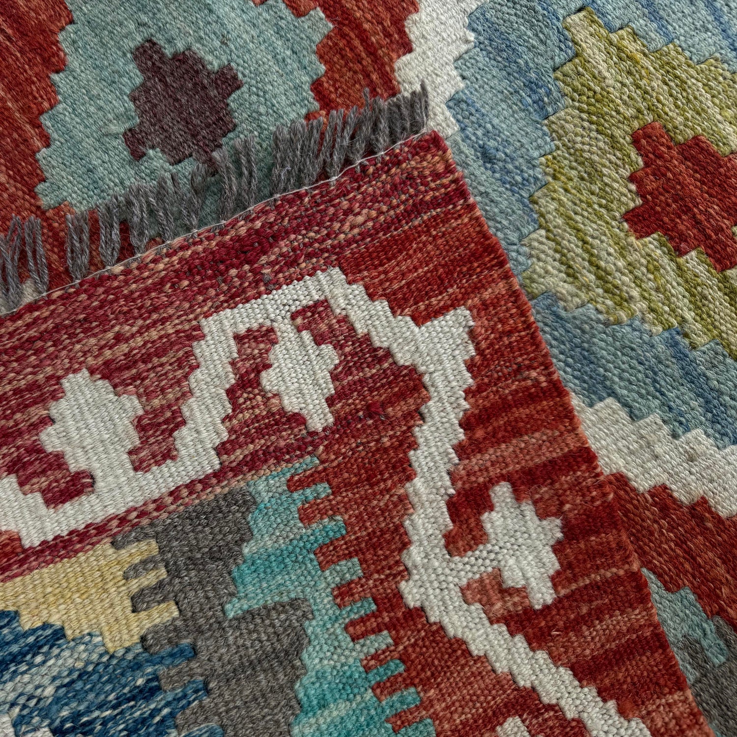 Hand Made Afghan Kilim 4' 11" x 6' 8" ft / 150 x 204 cm - No. Y37266