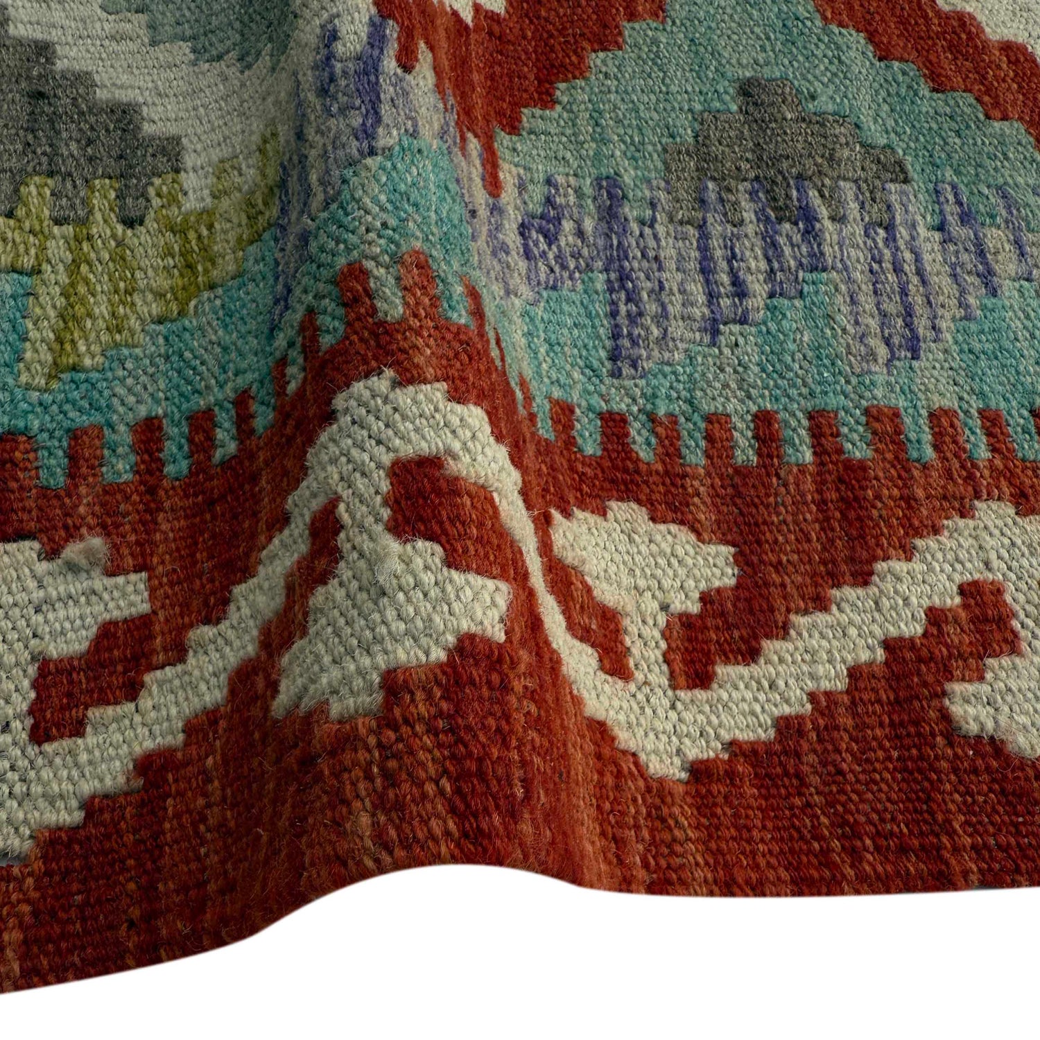 Hand Made Afghan Kilim 4' 11" x 6' 8" ft / 150 x 204 cm - No. Y37266