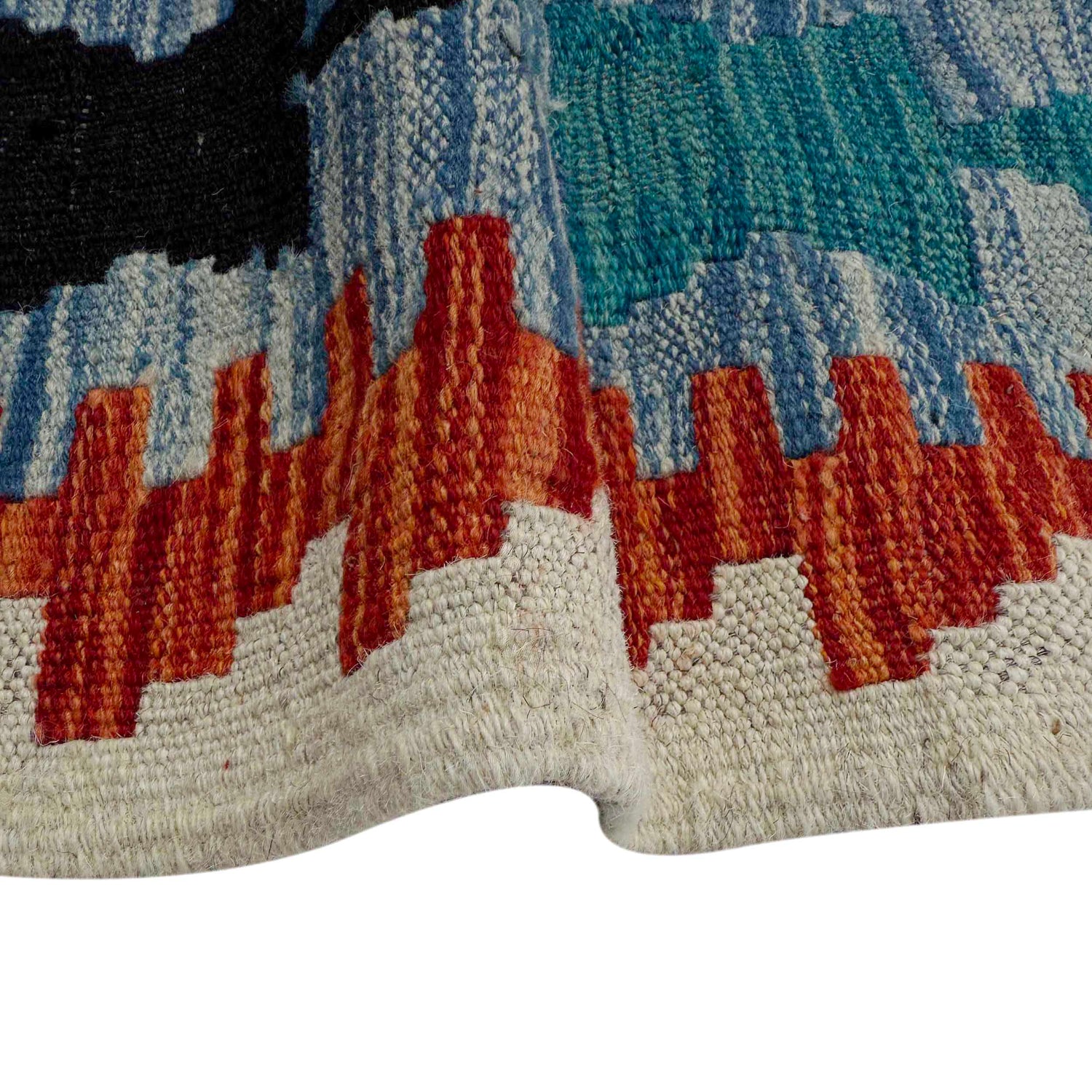 Multi Color ful Flat-Weave Wool Kilim 4' 9" x 6' 6" ft / 145 x 197 cm - No. Y37267