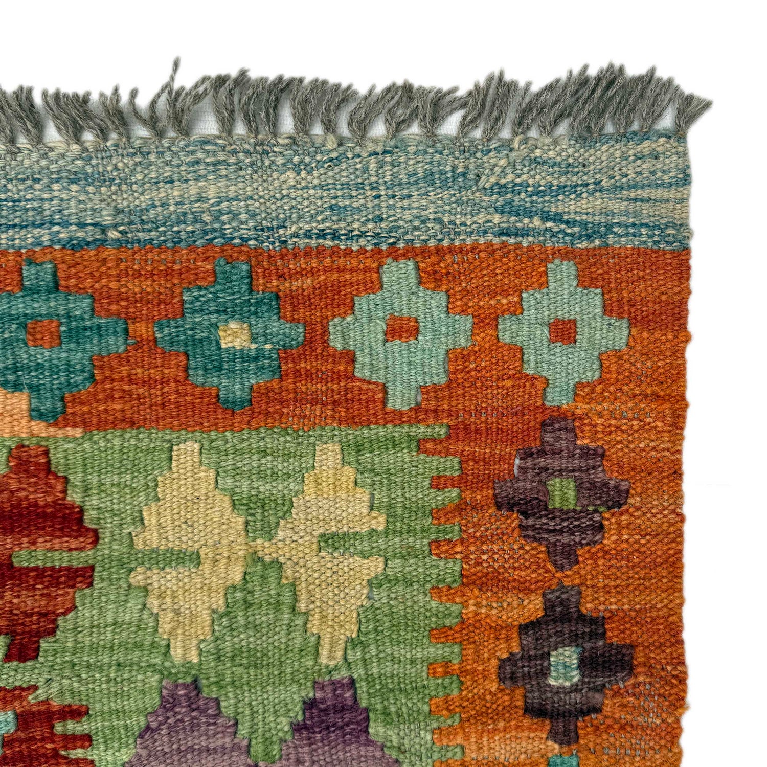Hand Made Afghan Kilim 6' 8" x 9' 3" ft / 204 x 283 cm - No. Y37278
