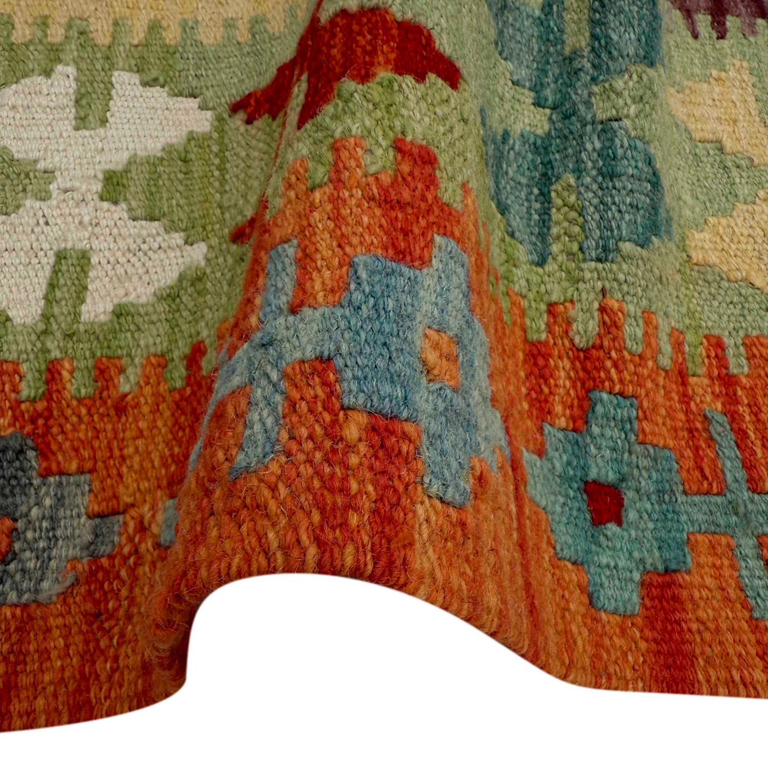 Hand Made Afghan Kilim 6' 8" x 9' 3" ft / 204 x 283 cm - No. Y37278