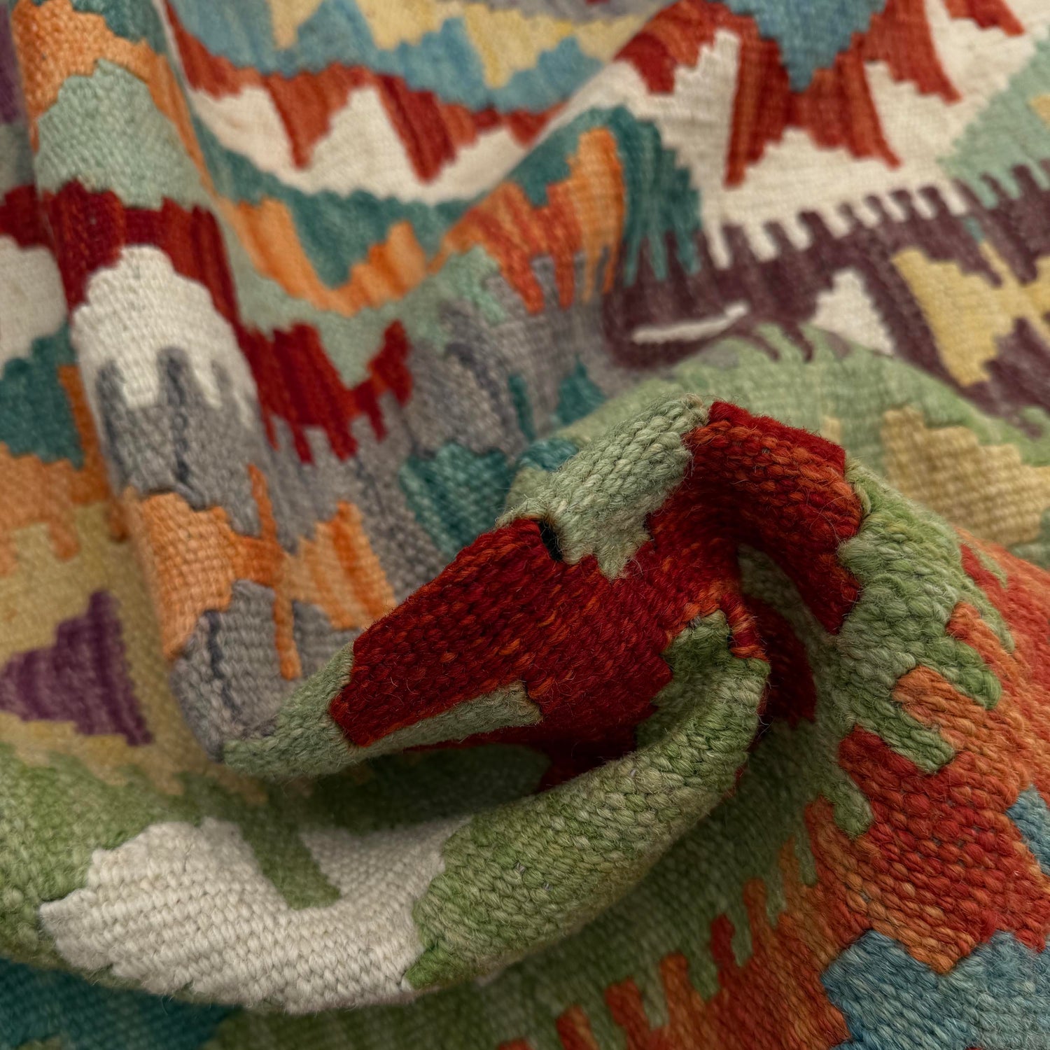 Hand Made Afghan Kilim 6' 8" x 9' 3" ft / 204 x 283 cm - No. Y37278