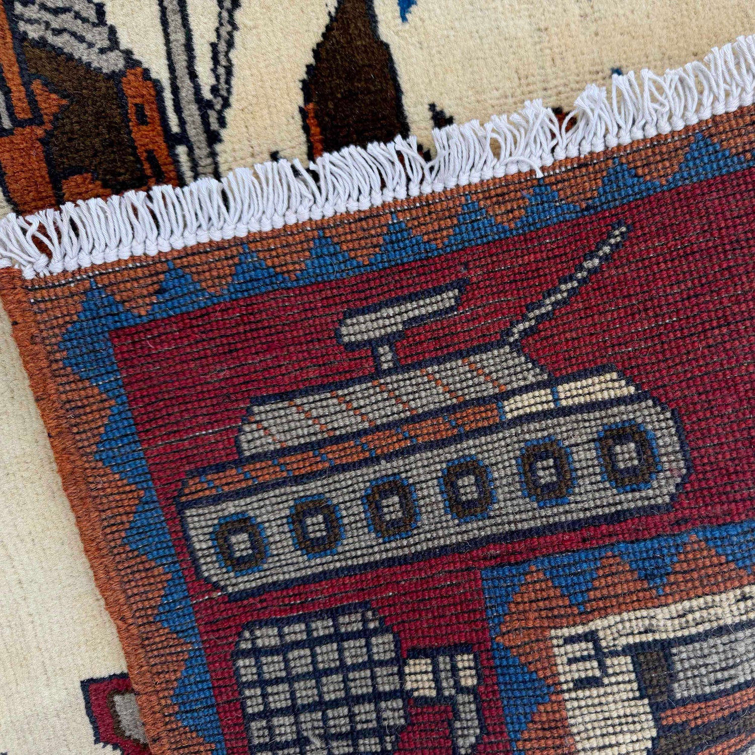 Hand-Knotted Afghan War Carpet 4' 1" x 5' 9" ft / 125 x 176 cm - No. Y37283