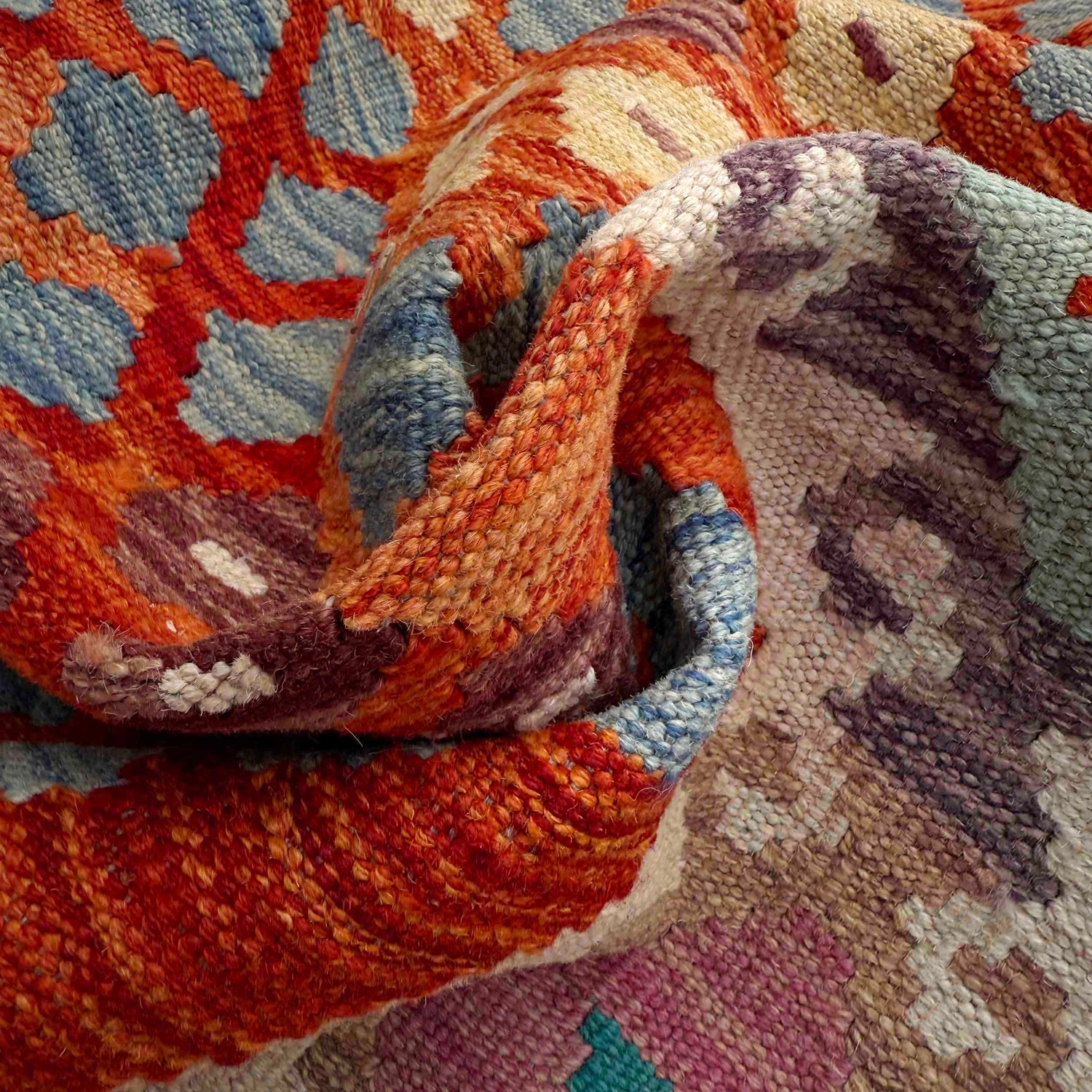 Handmade Afghan Vegetable Kilim 5' 1" x 6' 7" ft / 156 x 201 cm - No. Y37291