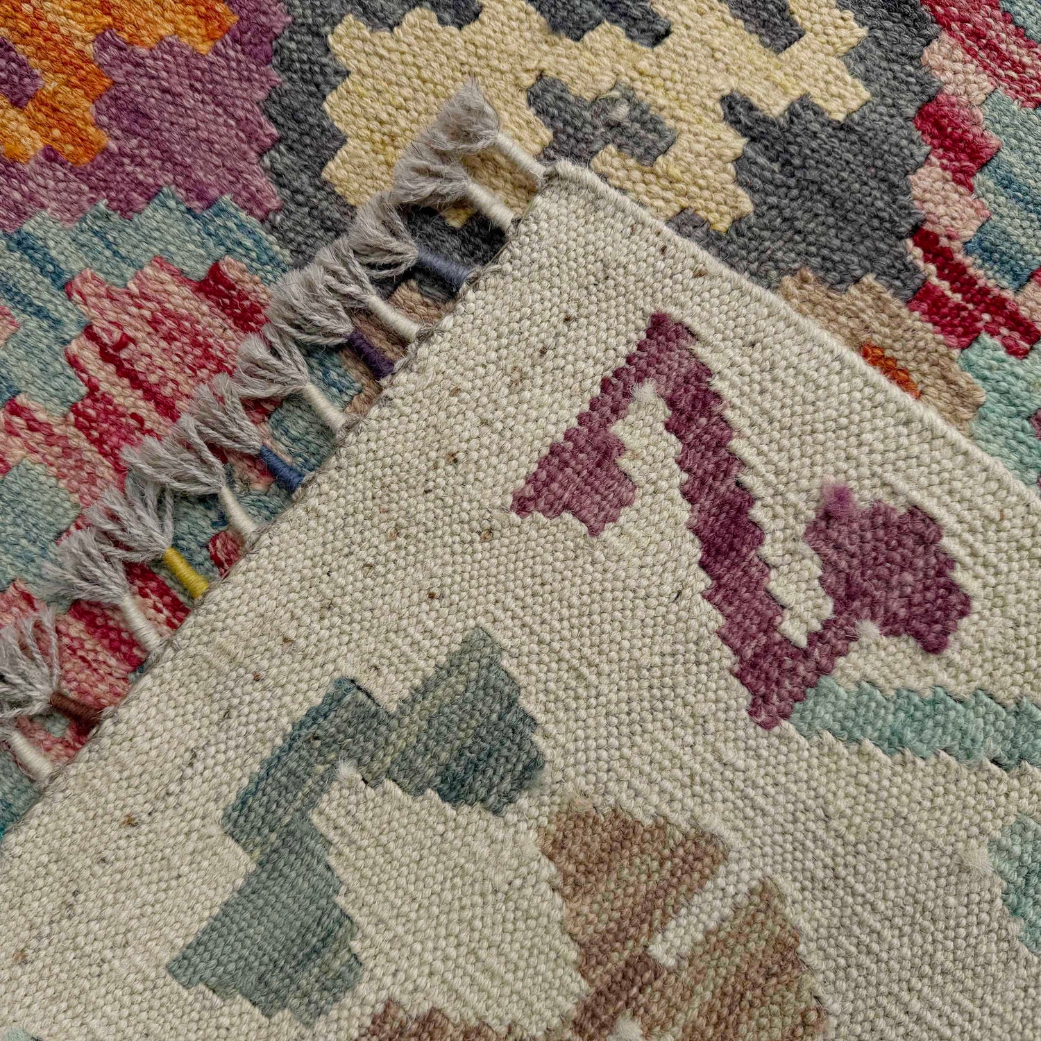 Hand Made Afghan Kilim 5' 0" x 6' 7" ft / 152 x 200 cm - No. Y37294