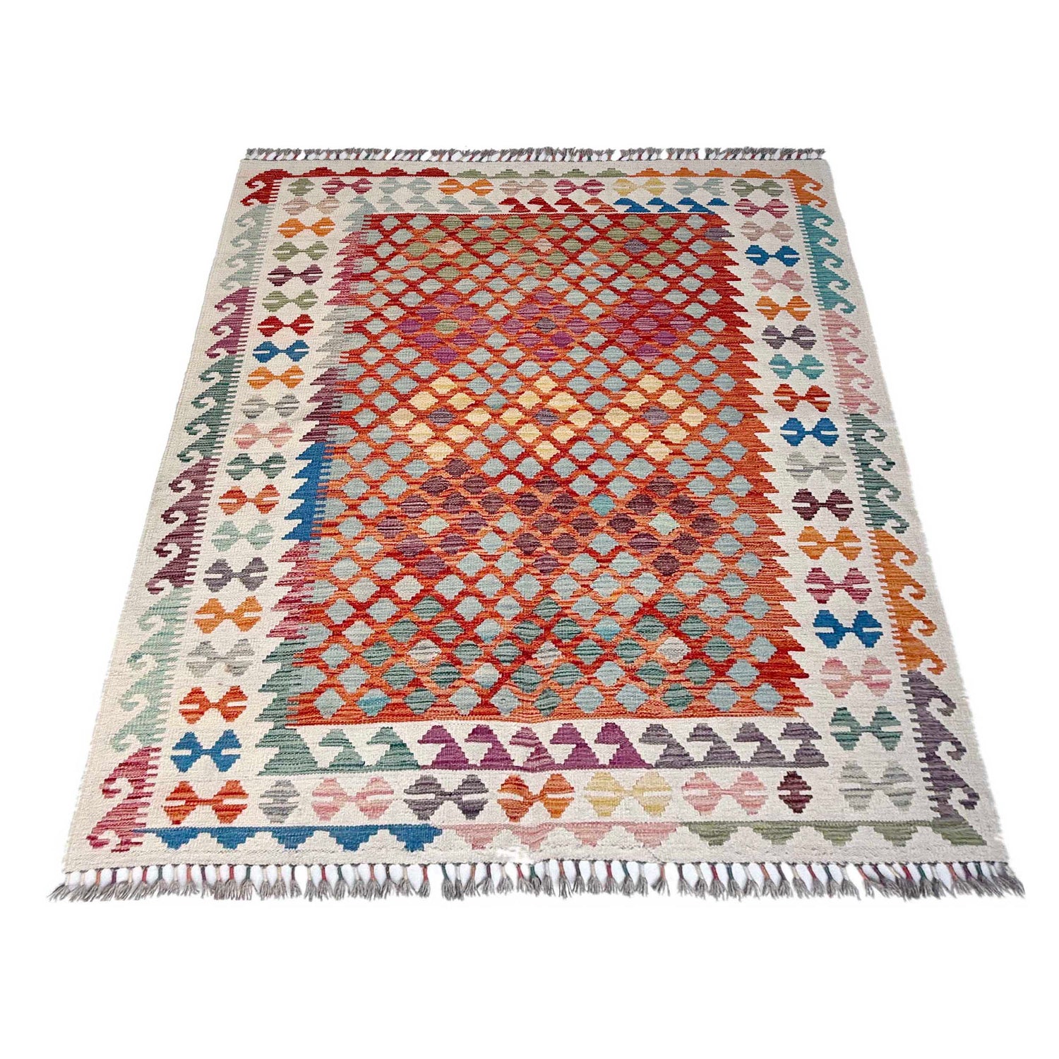 Handmade Vegetable Kilim 5' 1" x 6' 7" ft / 154 x 201 cm - No. Y37300