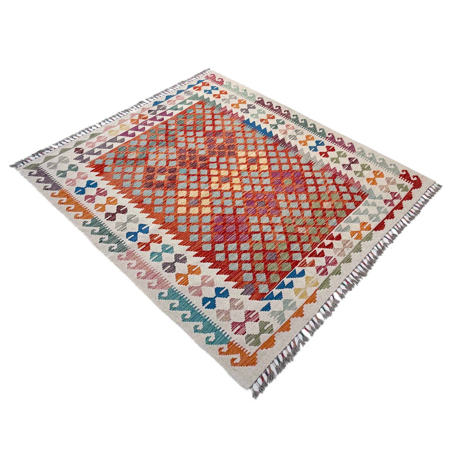 Handmade Vegetable Kilim 5' 1" x 6' 7" ft / 154 x 201 cm - No. Y37300