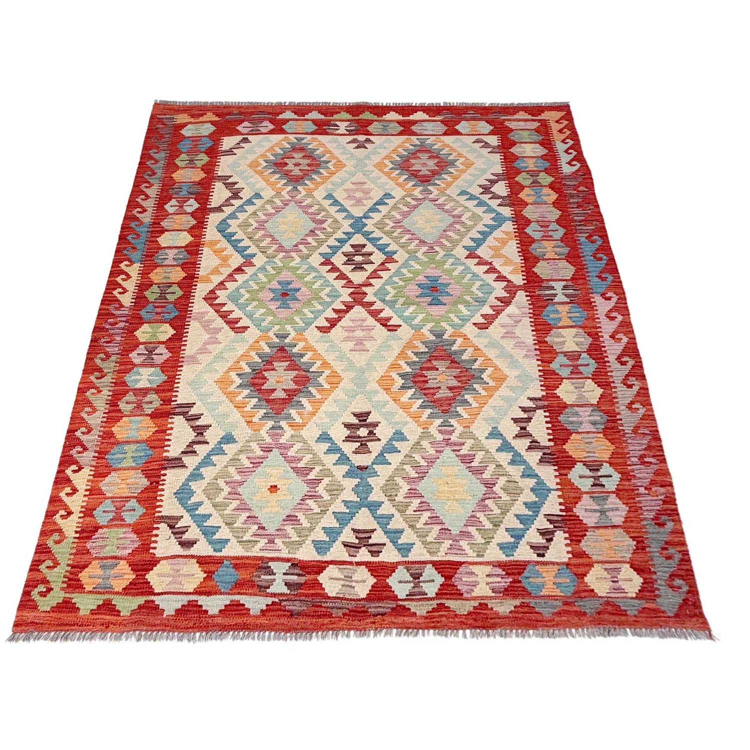 Handmade Vegetable Kelim 5' 1" x 6' 8" ft / 154 x 202 cm - No. Y37307
