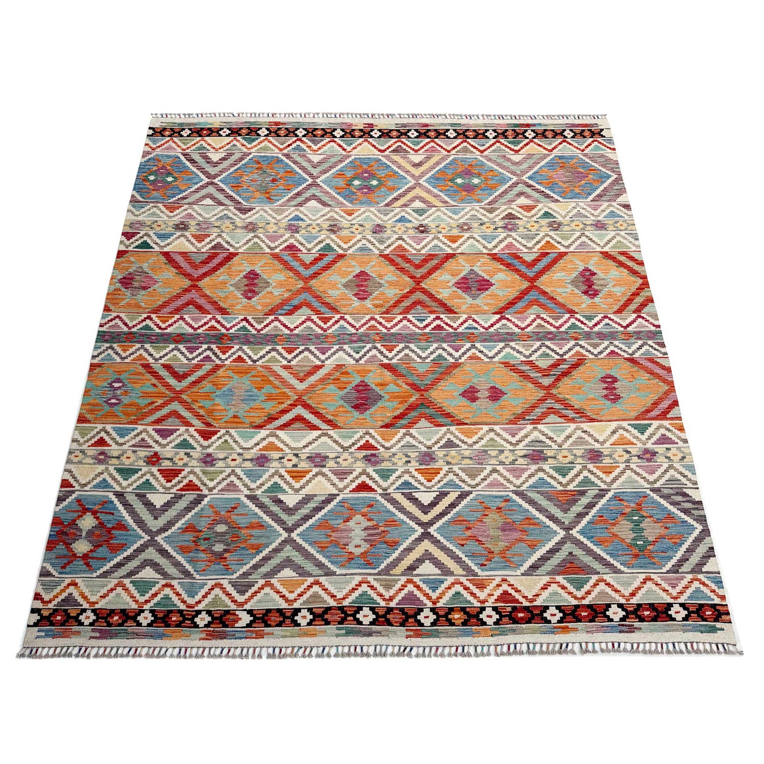 Hand Made Afghan Kilim 8' 3" x 9' 9" ft / 251 x 298 cm - No. Y37316