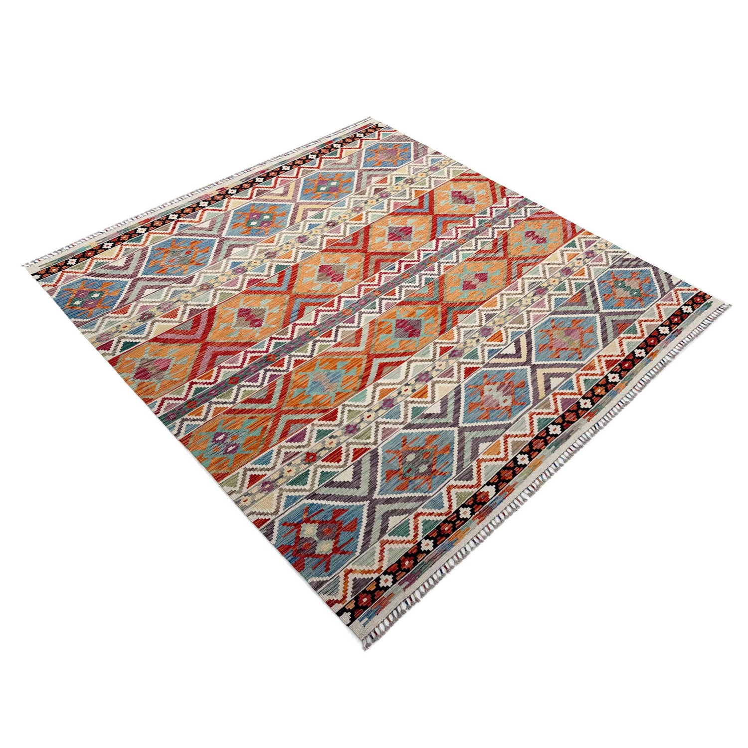 Hand Made Afghan Kilim 8' 3" x 9' 9" ft / 251 x 298 cm - No. Y37316