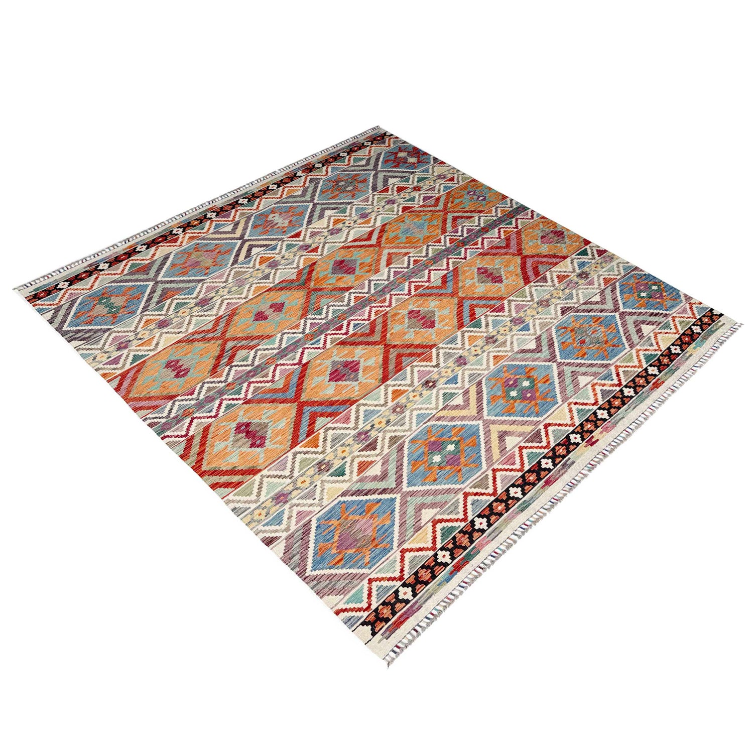 Hand Made Afghan Kilim 8' 3" x 9' 9" ft / 251 x 298 cm - No. Y37316