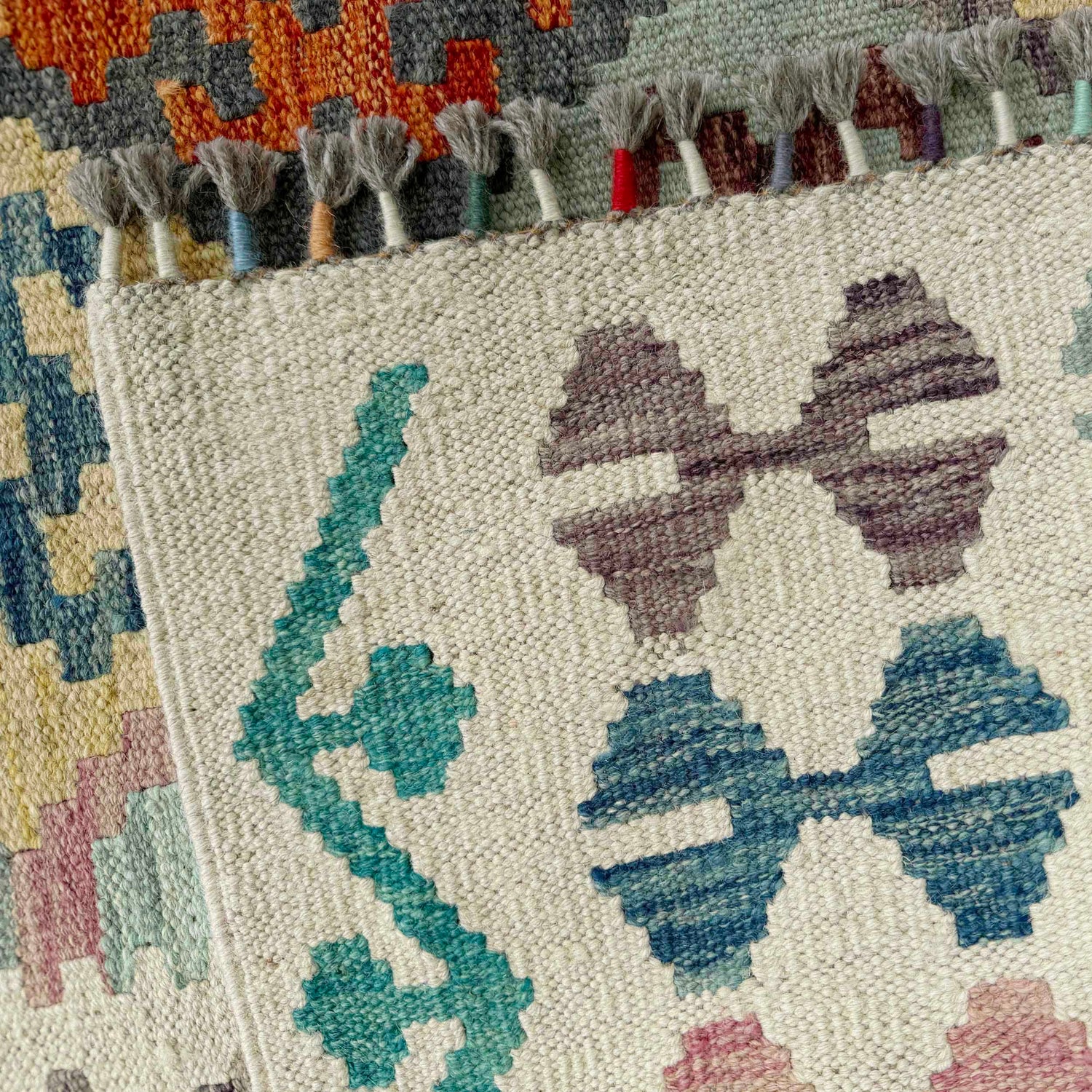 Hand Knotted Afghan Style Kilim 5' 1" x 6' 8" ft / 154 x 202 cm - No. Y37329