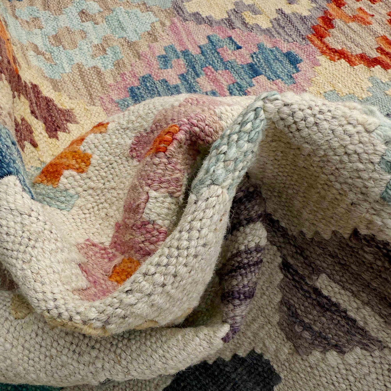 Hand Knotted Afghan Style Kilim 5' 1" x 6' 8" ft / 154 x 202 cm - No. Y37329