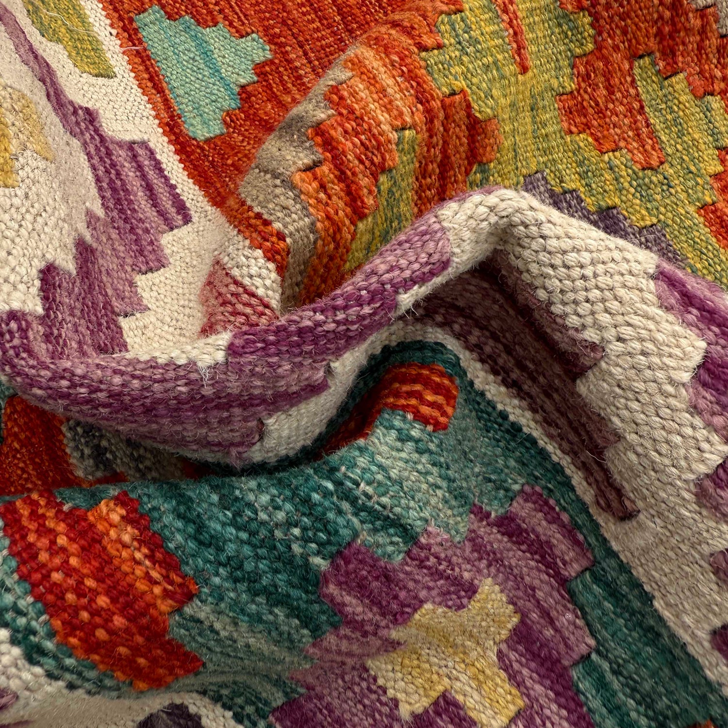 Hand Knotted Afghan Style Kilim 6' 10" x 10' 2" ft / 208 x 310 cm - No. Y37333