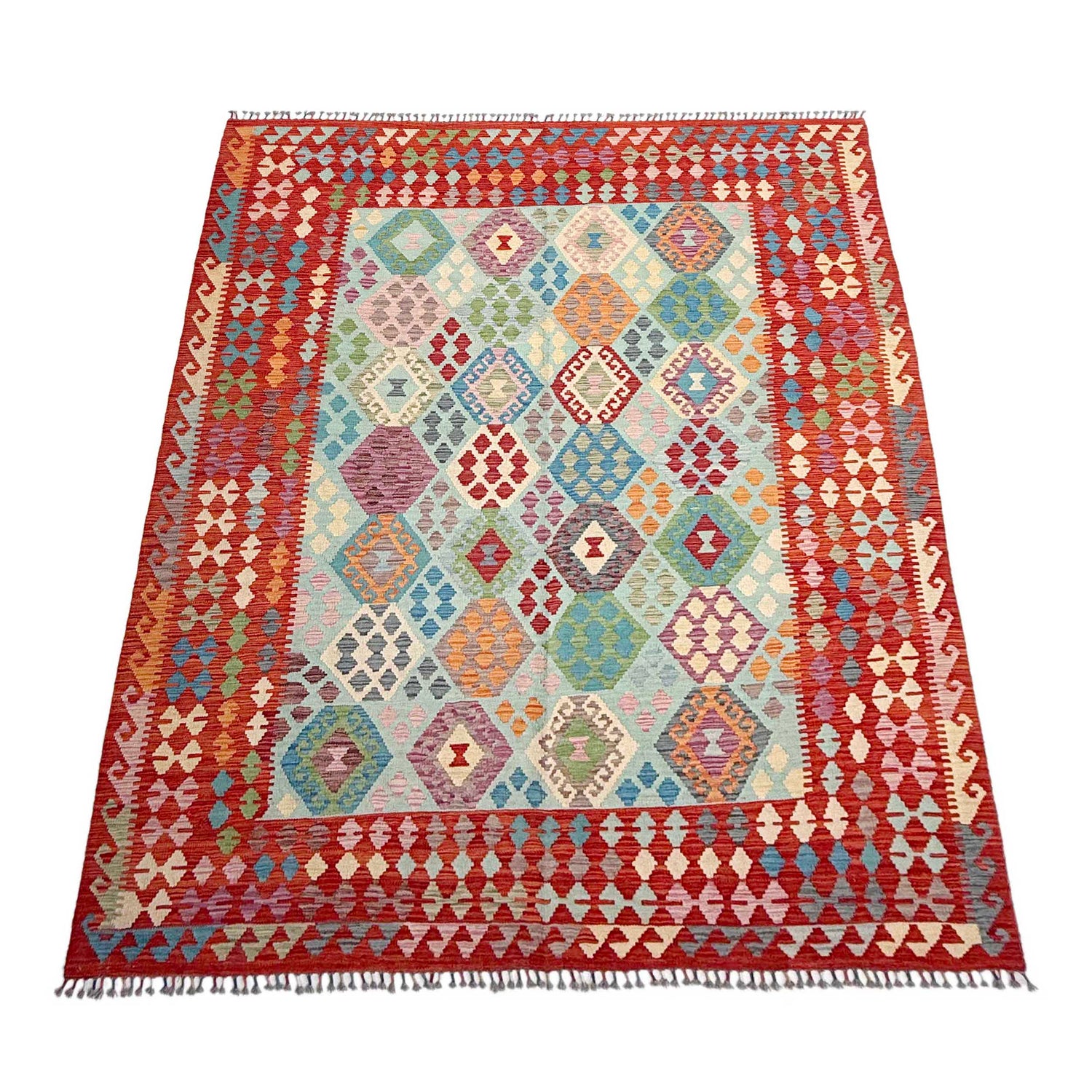 Hand Woven Wool Kelim 7' 3" x 9' 9" ft / 222 x 296 cm - No. Y37335