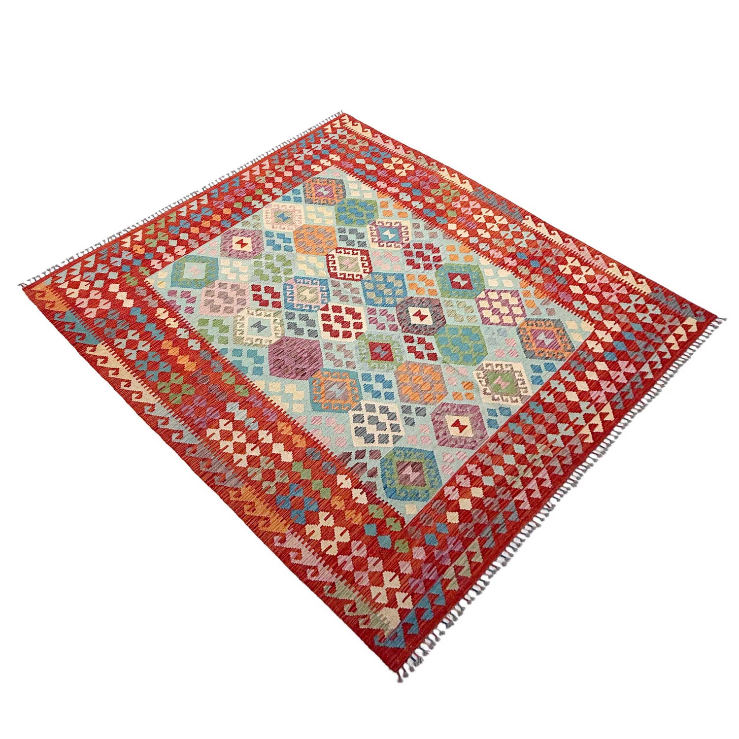 Hand Woven Wool Kelim 7' 3" x 9' 9" ft / 222 x 296 cm - No. Y37335