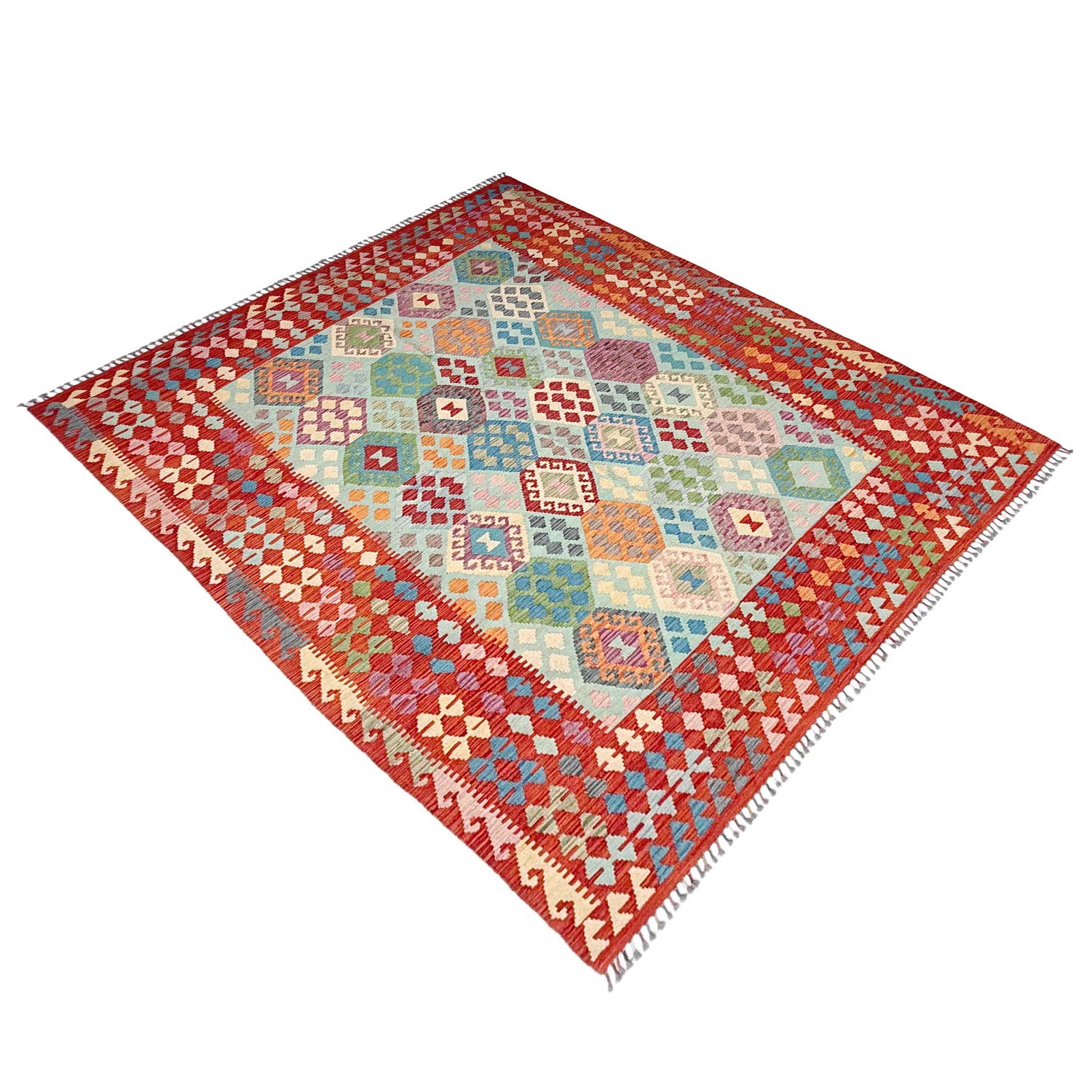 Hand Woven Wool Kelim 7' 3" x 9' 9" ft / 222 x 296 cm - No. Y37335