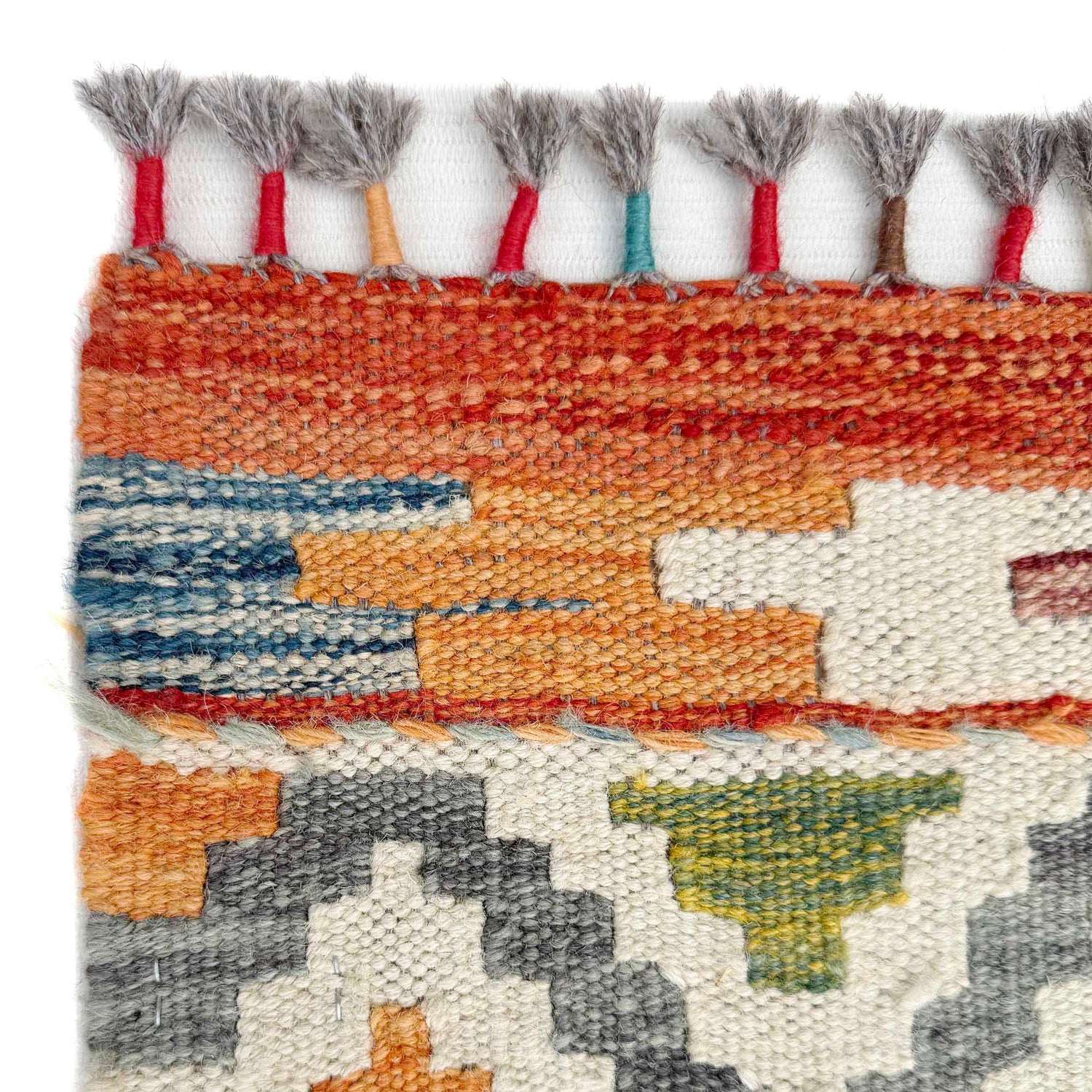 Multi Color ful Flat-Weave Wool Kilim 8' 5" x 9' 9" ft / 256 x 297 cm - No. Y37336