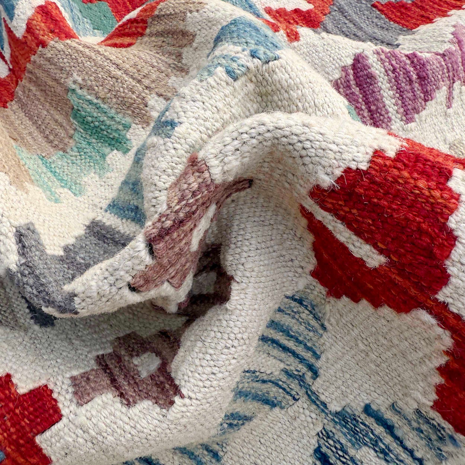 Hand Knotted Afghan Style Kilim 8' 5" x 9' 9" ft / 256 x 296 cm - No. Y37347