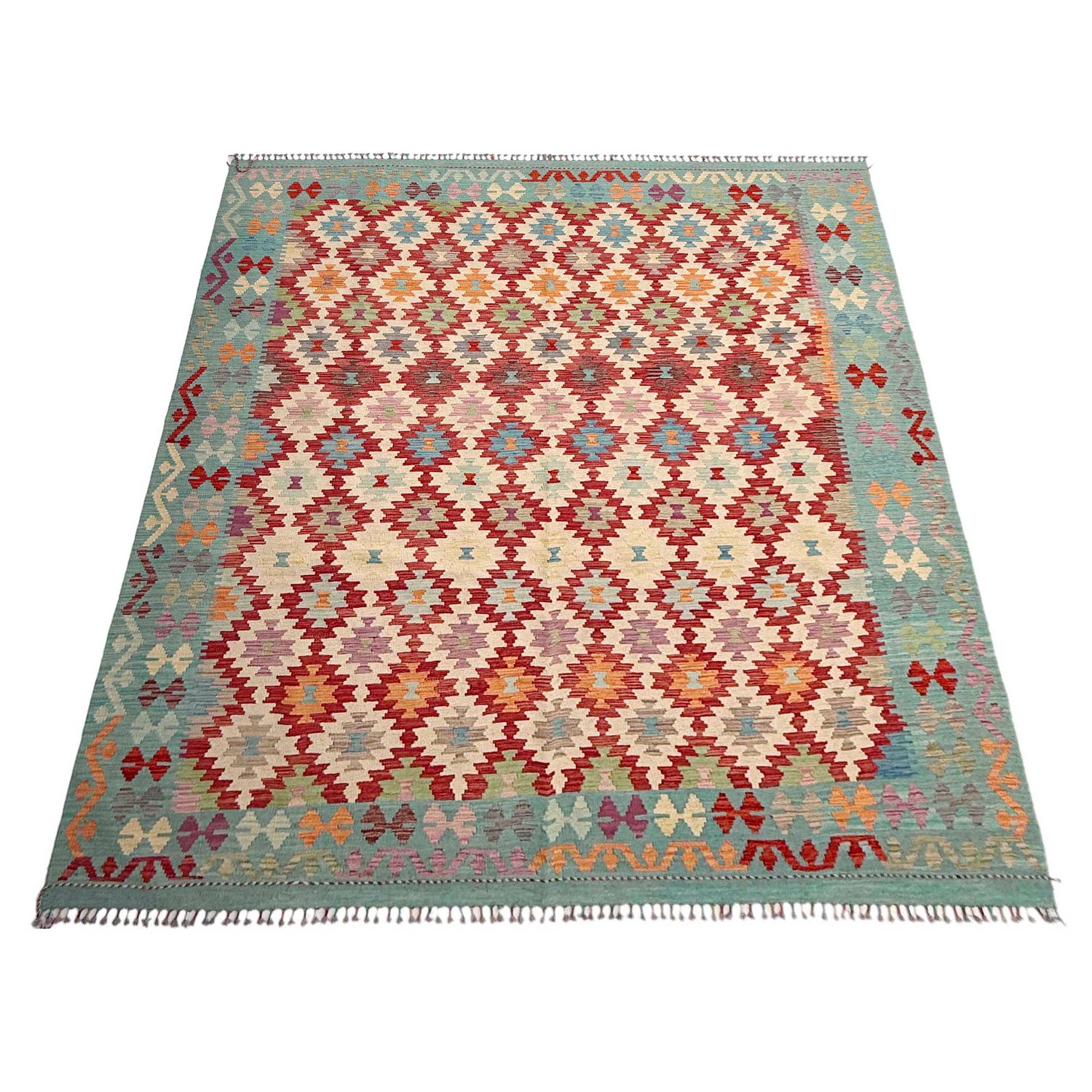 Handmade Turkish Design Wool Kilim 8' 4" x 9' 11" ft / 254 x 302 cm - No. Y37349