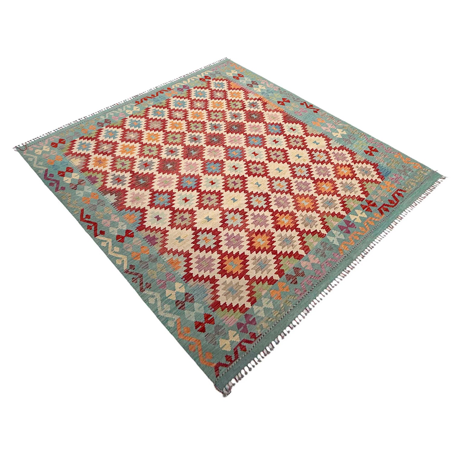 Handmade Turkish Design Wool Kilim 8' 4" x 9' 11" ft / 254 x 302 cm - No. Y37349