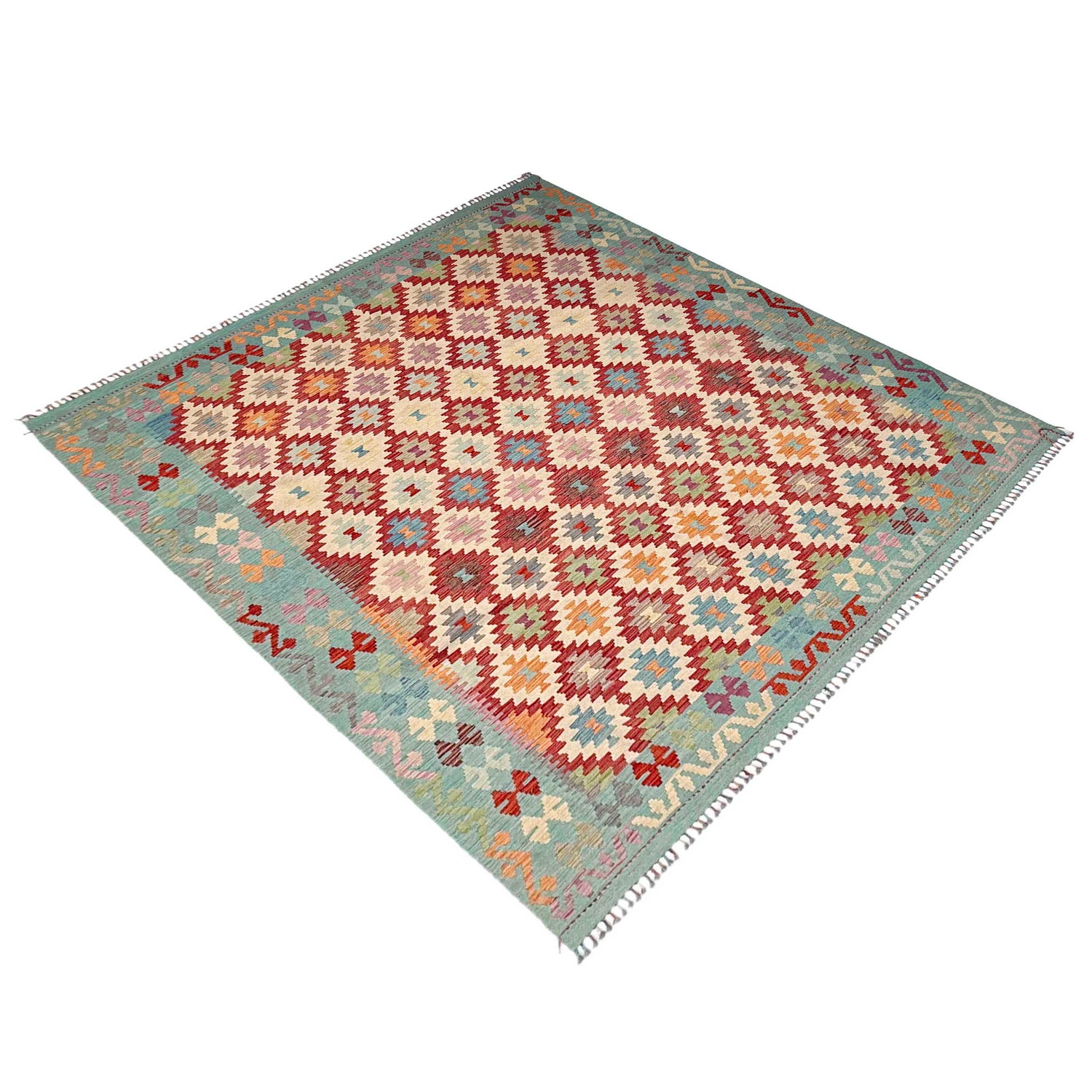 Handmade Turkish Design Wool Kilim 8' 4" x 9' 11" ft / 254 x 302 cm - No. Y37349