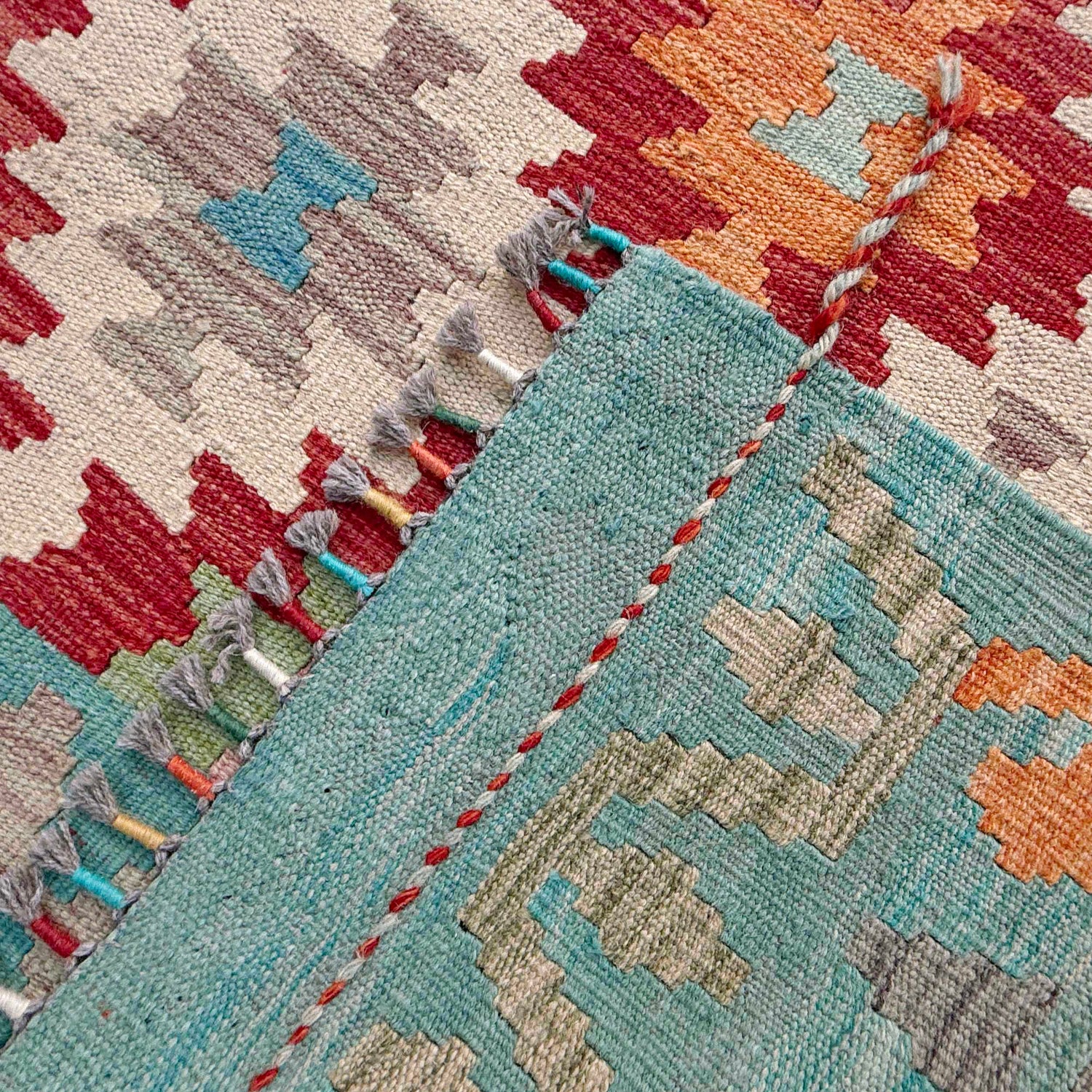 Handmade Turkish Design Wool Kilim 8' 4" x 9' 11" ft / 254 x 302 cm - No. Y37349