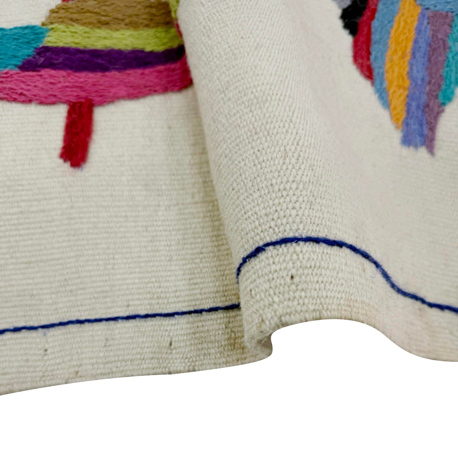 Beige Color Embroidery Flat Weave Kilim 3' 10" x 6' 4" ft / 116 x 194 cm - No. Y37553