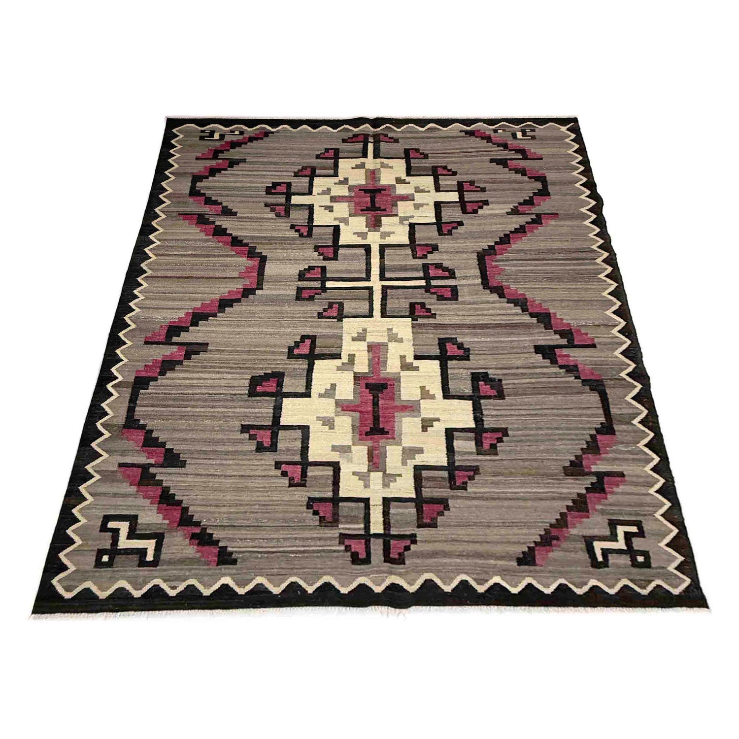 Hand Knotted Afghan Style Kilim 6' 6" x 8' 8" ft / 197 x 265 cm - No. Y39094