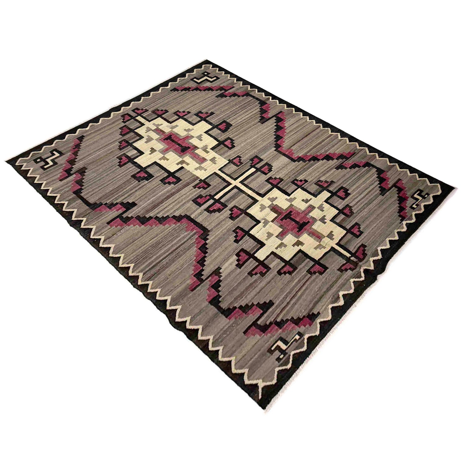 Hand Knotted Afghan Style Kilim 6' 6" x 8' 8" ft / 197 x 265 cm - No. Y39094