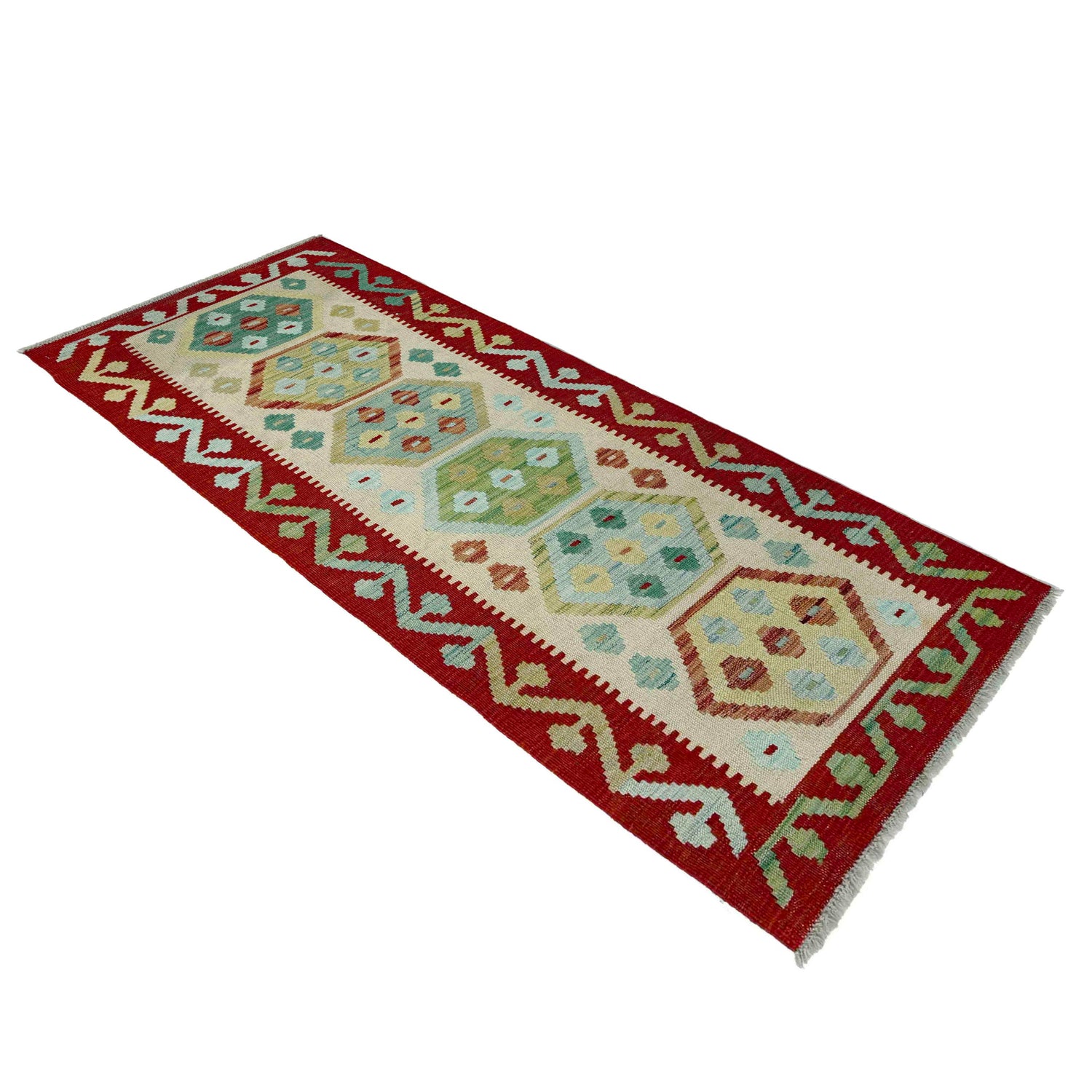 Hand Woven Wool Kelim Runner 2' 0" x 5' 8" ft / 60 x 173 cm - No. Y39095