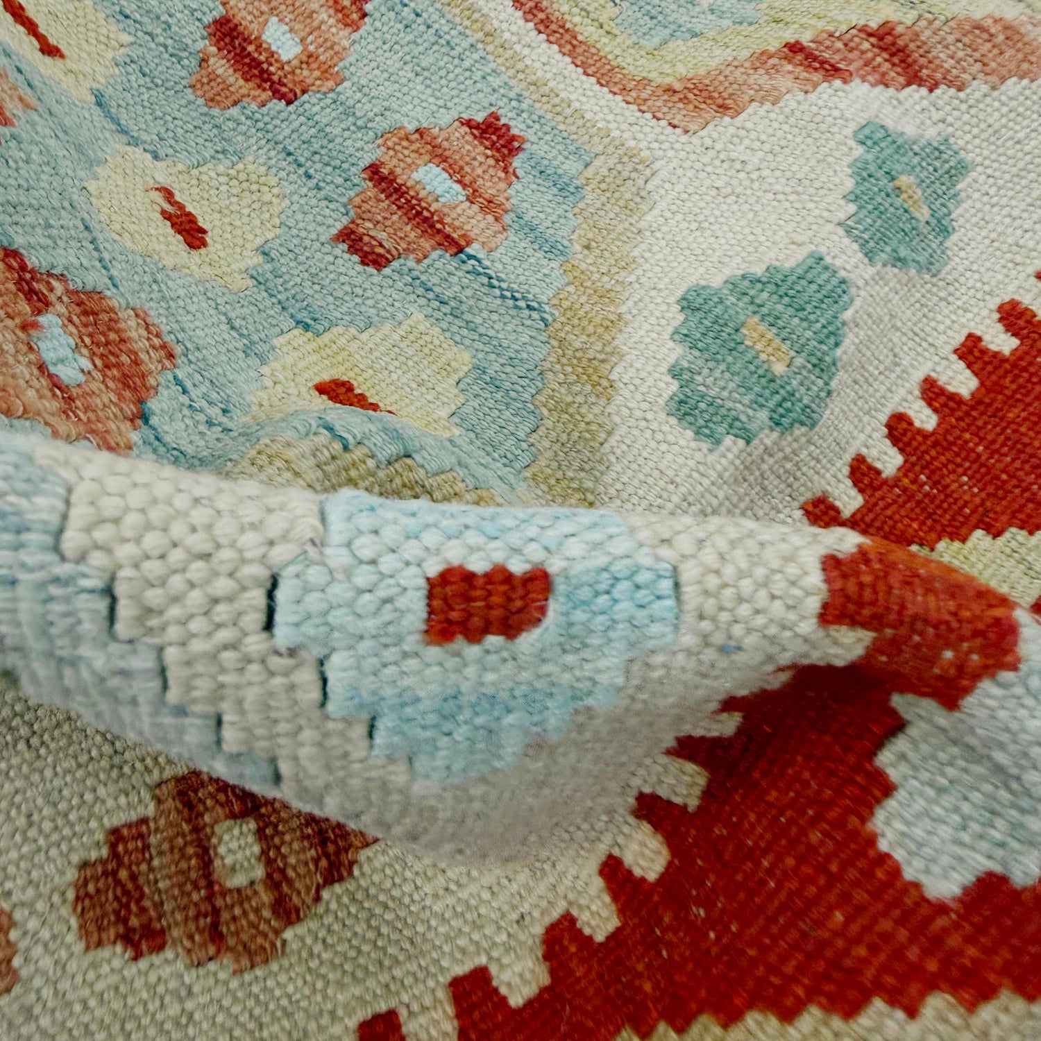Hand Woven Wool Kelim Runner 2' 0" x 5' 8" ft / 60 x 173 cm - No. Y39095