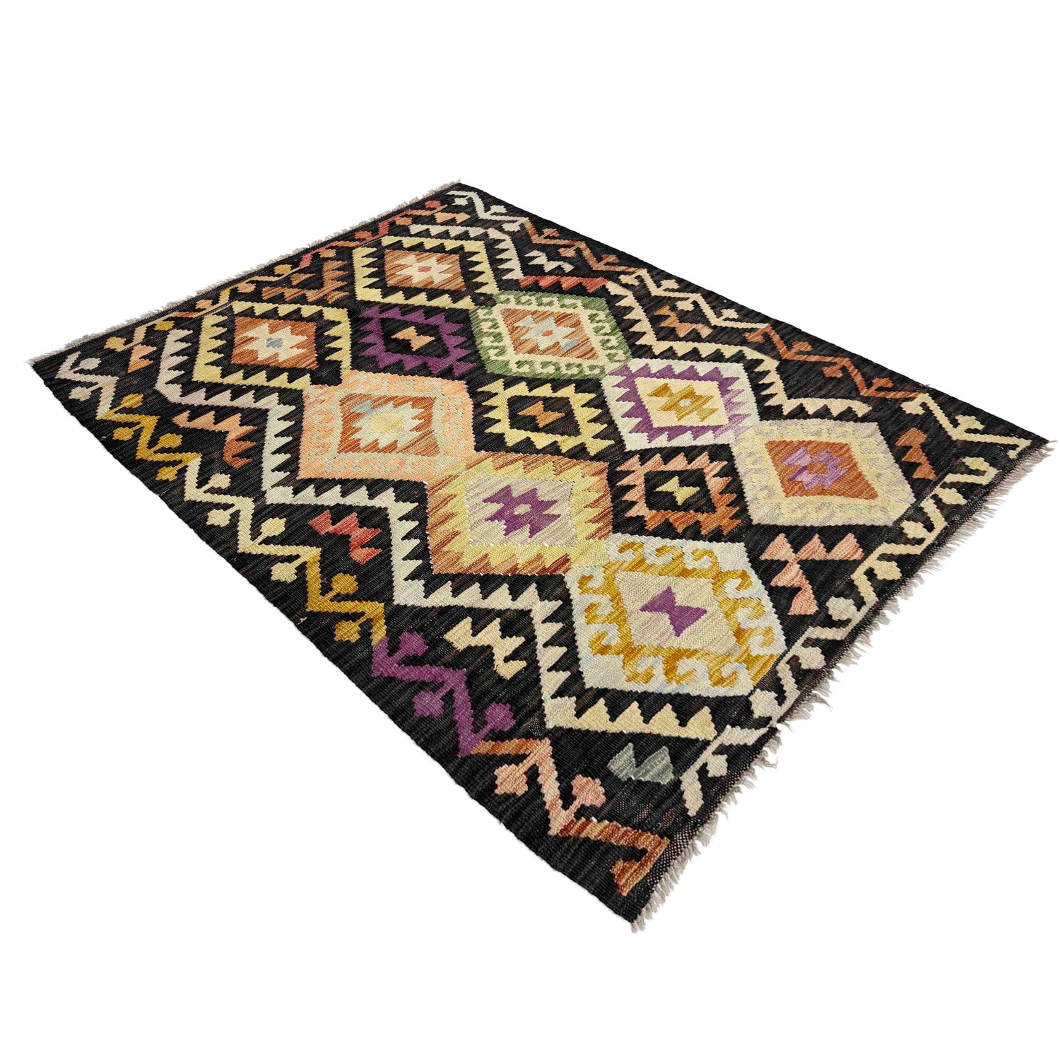 Hand Woven Wool Kelim 3' 4" x 5' 0" ft / 102 x 152 cm - No. Y39096