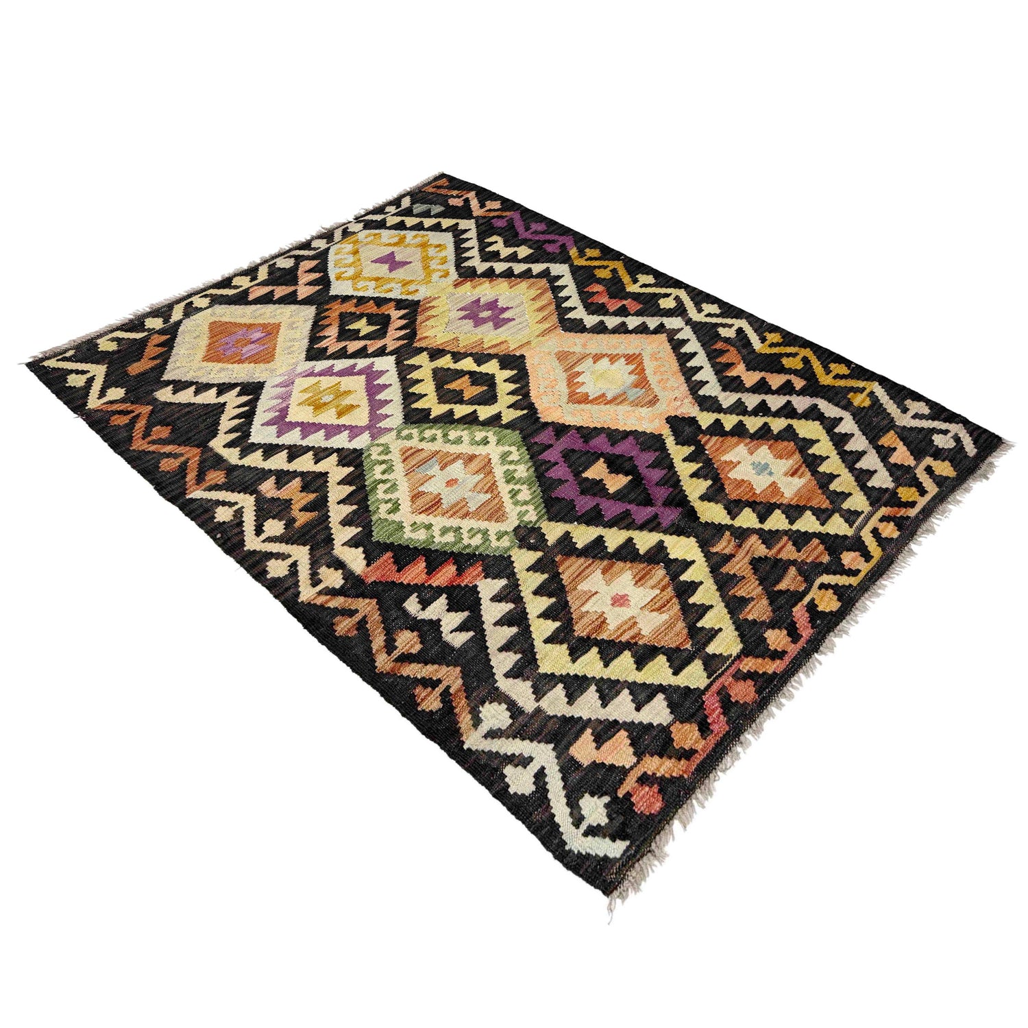 Hand Woven Wool Kelim 3' 4" x 5' 0" ft / 102 x 152 cm - No. Y39096