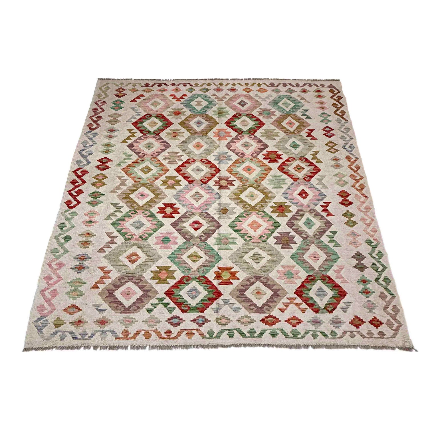 Hand Knotted Flatweave Kilim 5' 10" x 7' 7" ft / 178 x 232 cm - No. Y39097