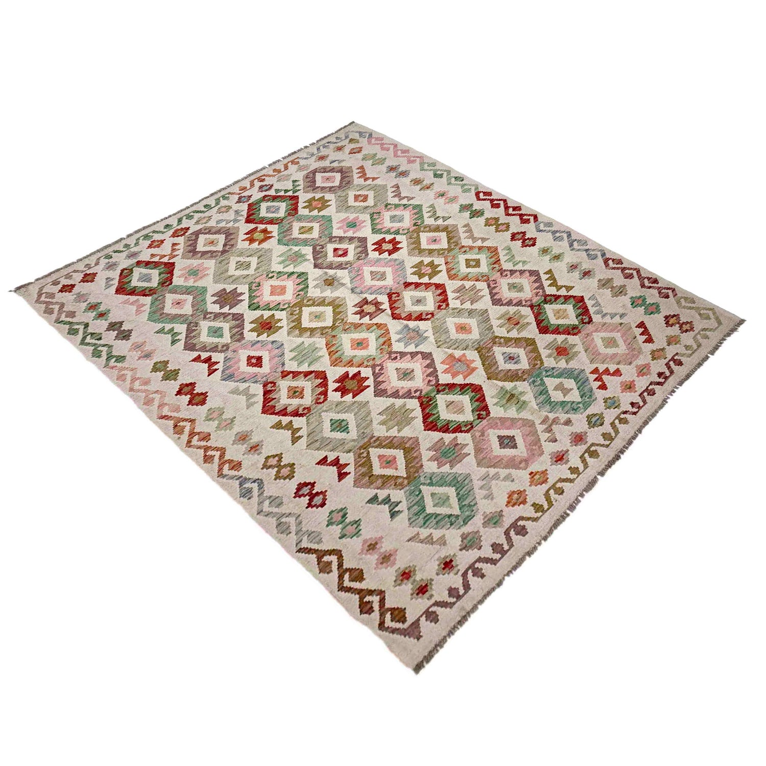 Hand Knotted Flatweave Kilim 5' 10" x 7' 7" ft / 178 x 232 cm - No. Y39097