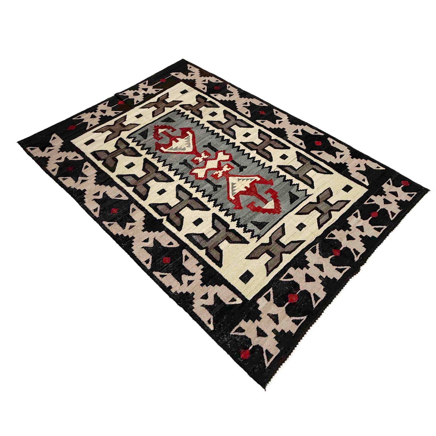 Handmade Afghan Vegetable Kilim 5' 8" x 8' 5" ft / 172 x 256 cm - No. Y39099