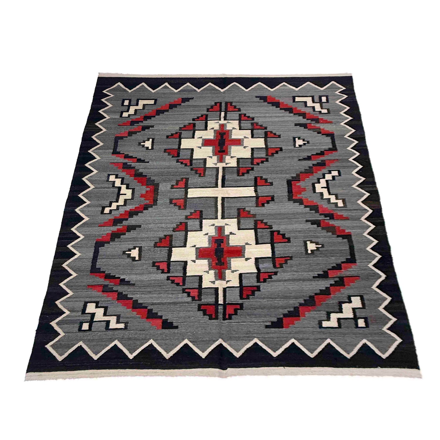 Hand Woven Wool Kelim 6' 4" x 8' 8" ft / 194 x 264 cm - No. Y39100