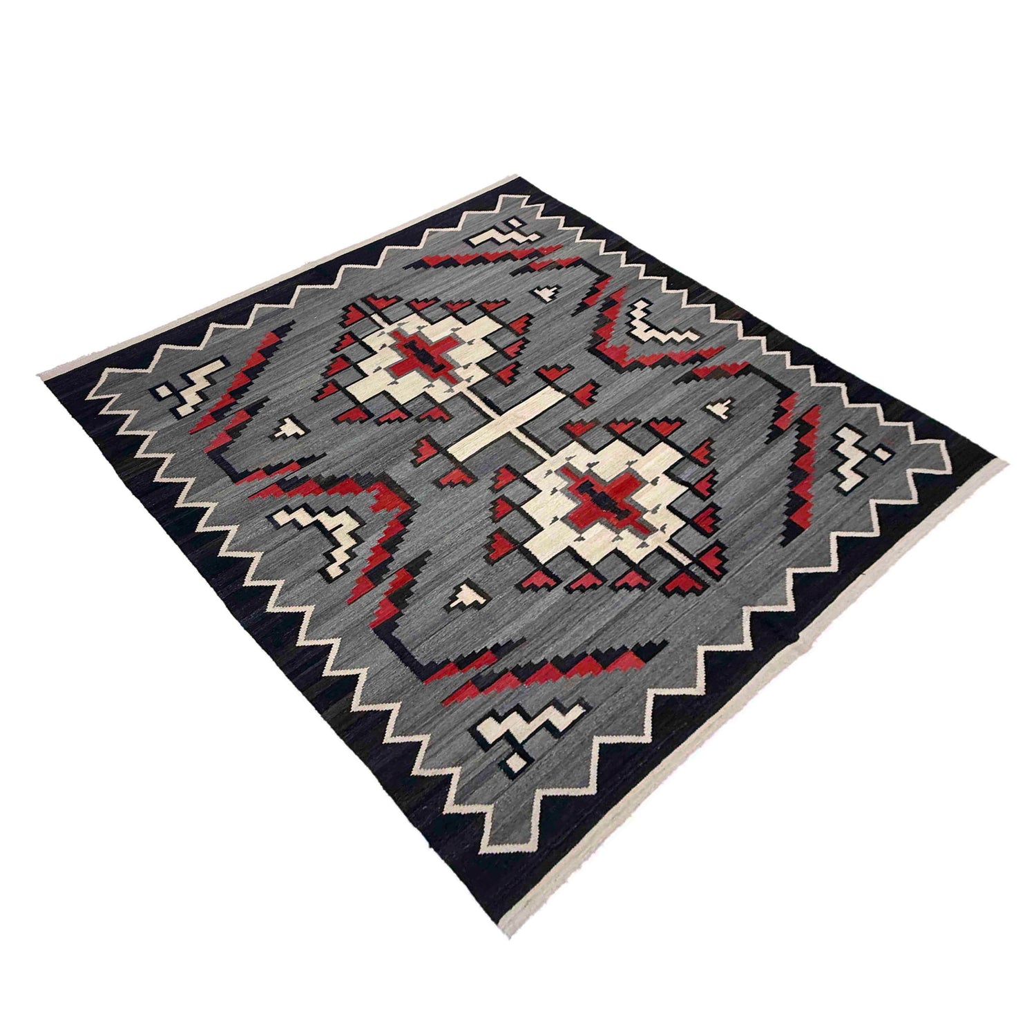 Hand Woven Wool Kelim 6' 4" x 8' 8" ft / 194 x 264 cm - No. Y39100